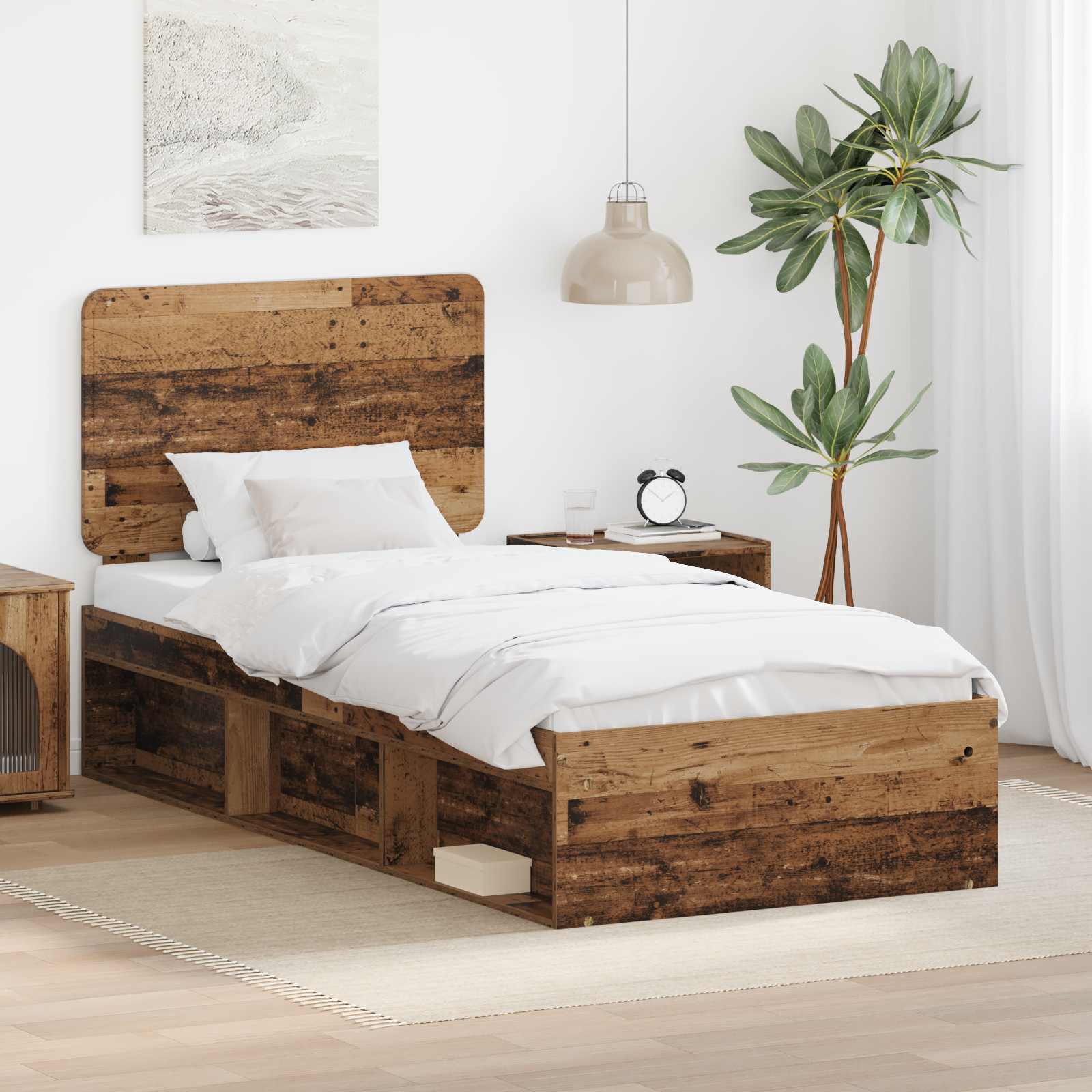 Krevetna konstrukcija Staro drvo 90 x 200 cm Čvrsto borovo drvo