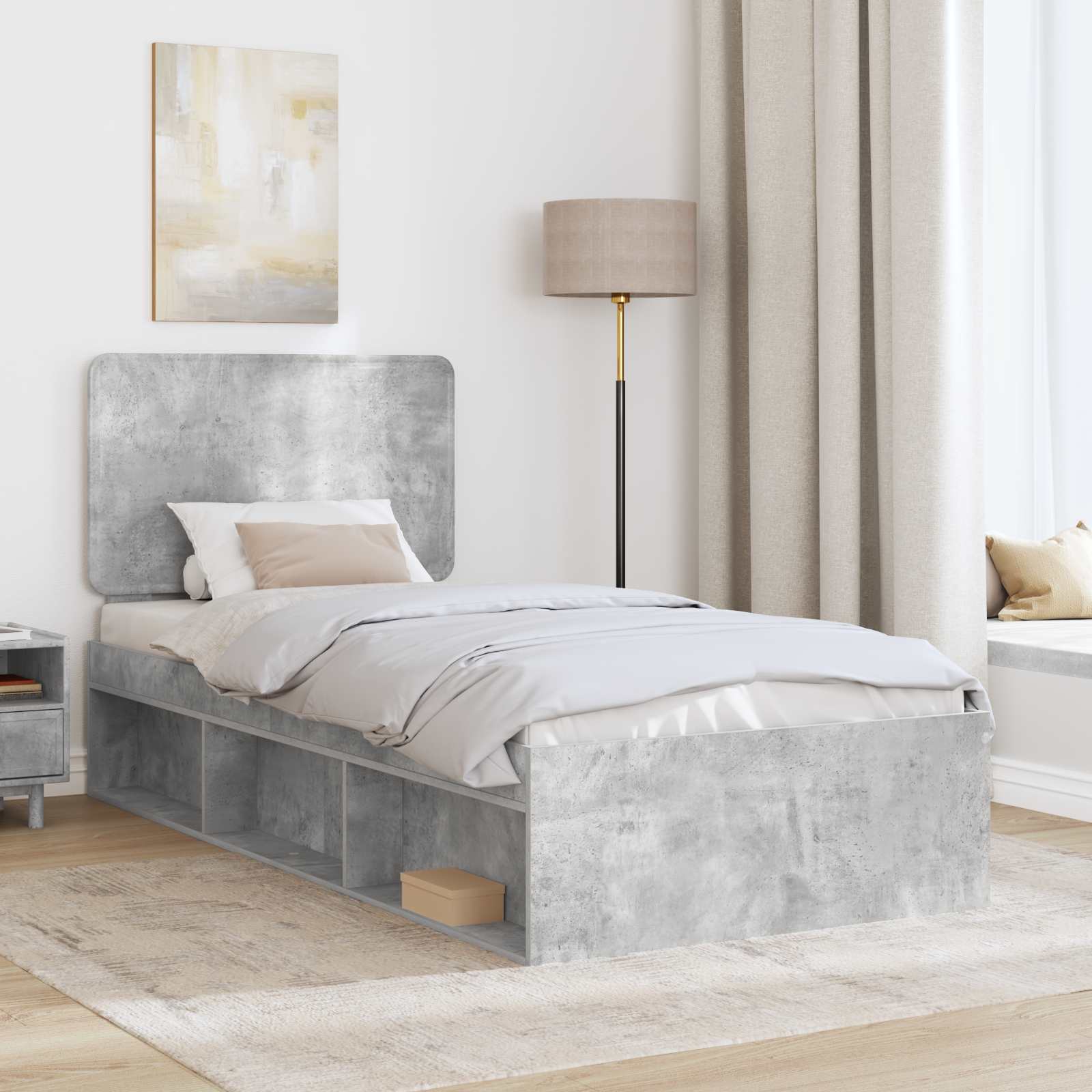 Krevetna konstrukcija s uzglavljem Betonska siva 75 x 190 cm
