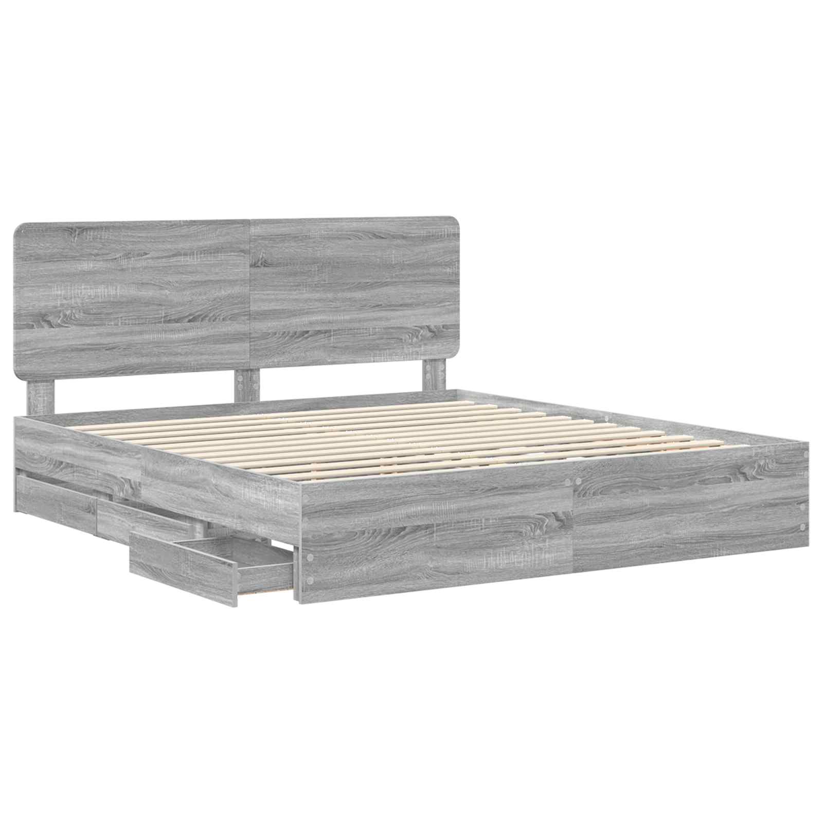 Krevetna konstrukcija Siva Sonoma 200 x 200 cm Inženjersko Drvo