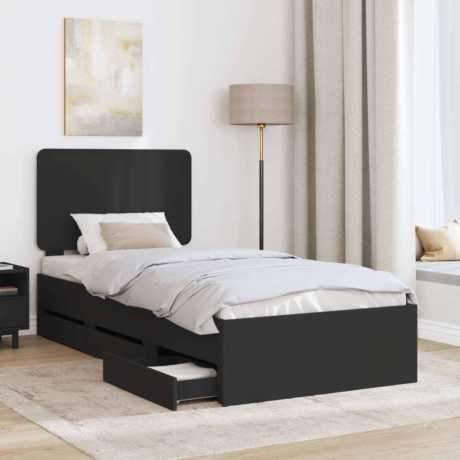 Krevetna konstrukcija Crna 100 x 200 cm Inženjersko Drvo
