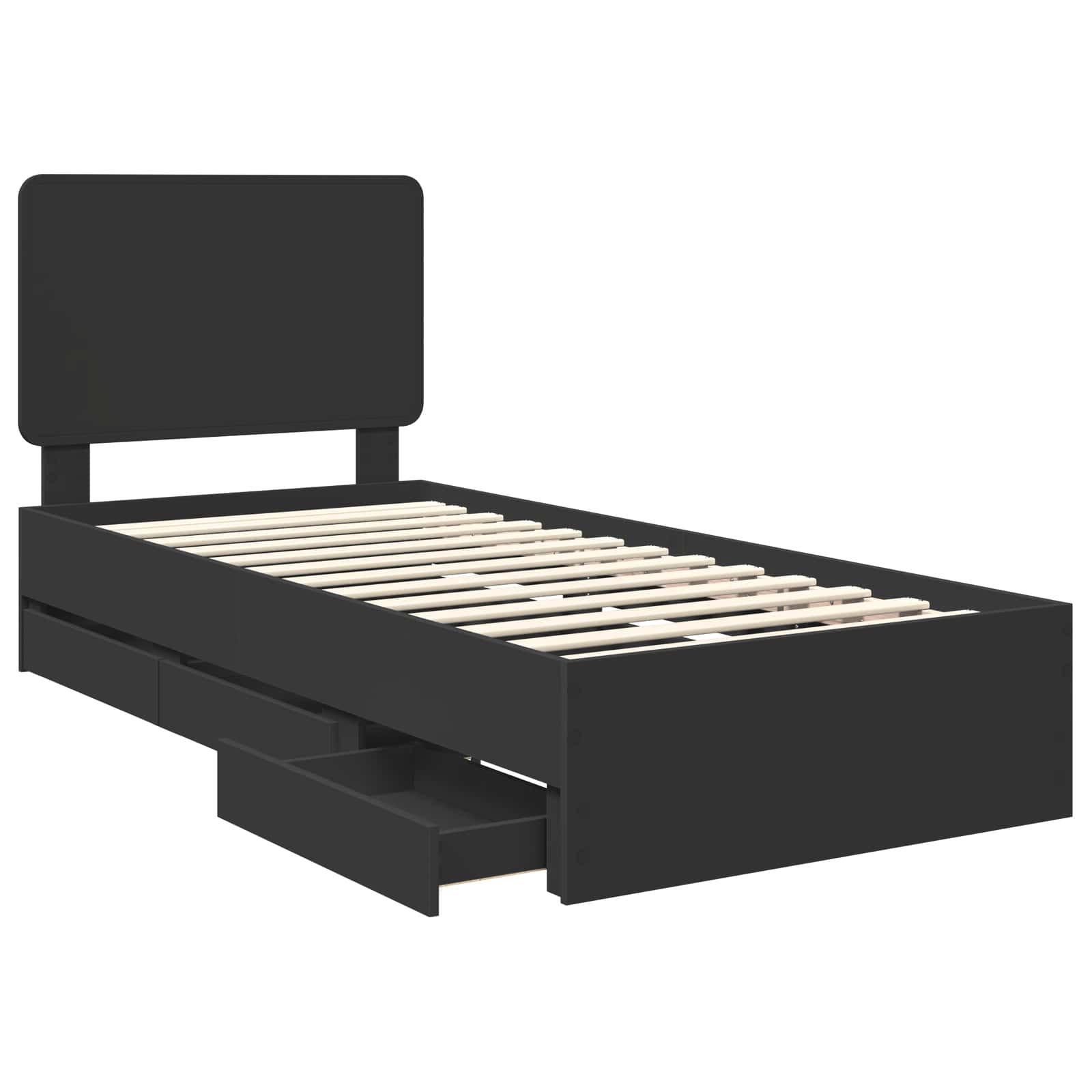 Krevetna konstrukcija Crna 90 x 190 cm Inženjersko Drvo