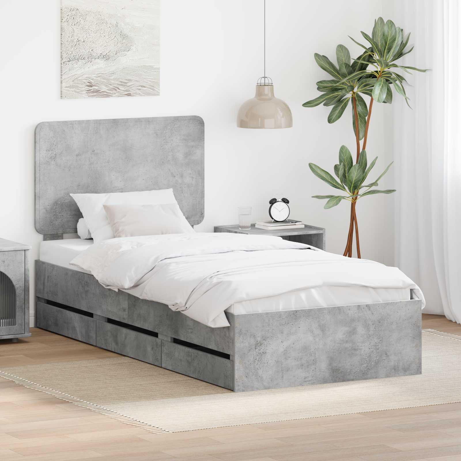 Krevetna konstrukcija s ladicama Betonski sivi 90 x 190 cm
