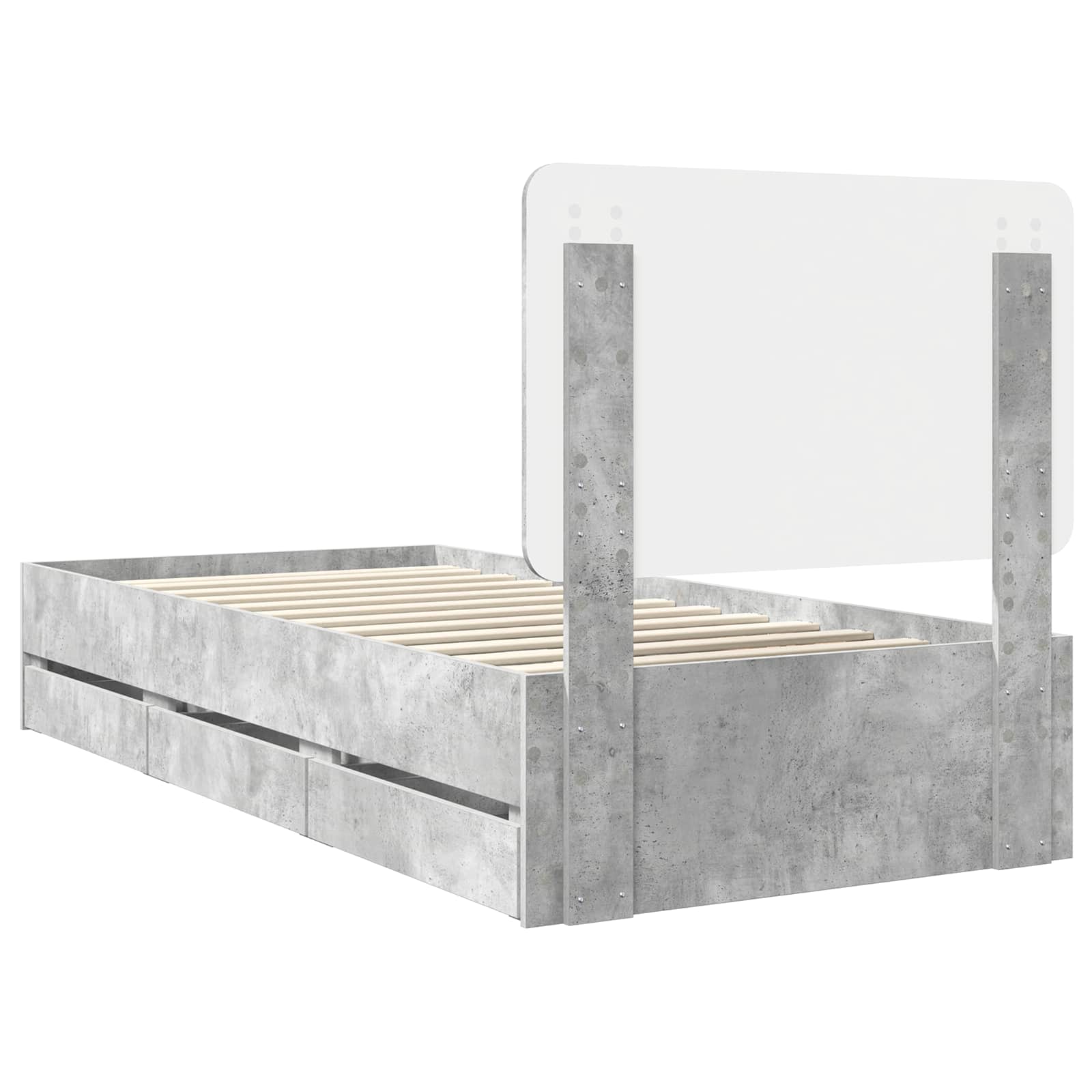 Krevetna konstrukcija s ladicama Betonski sivi 75 x 190 cm