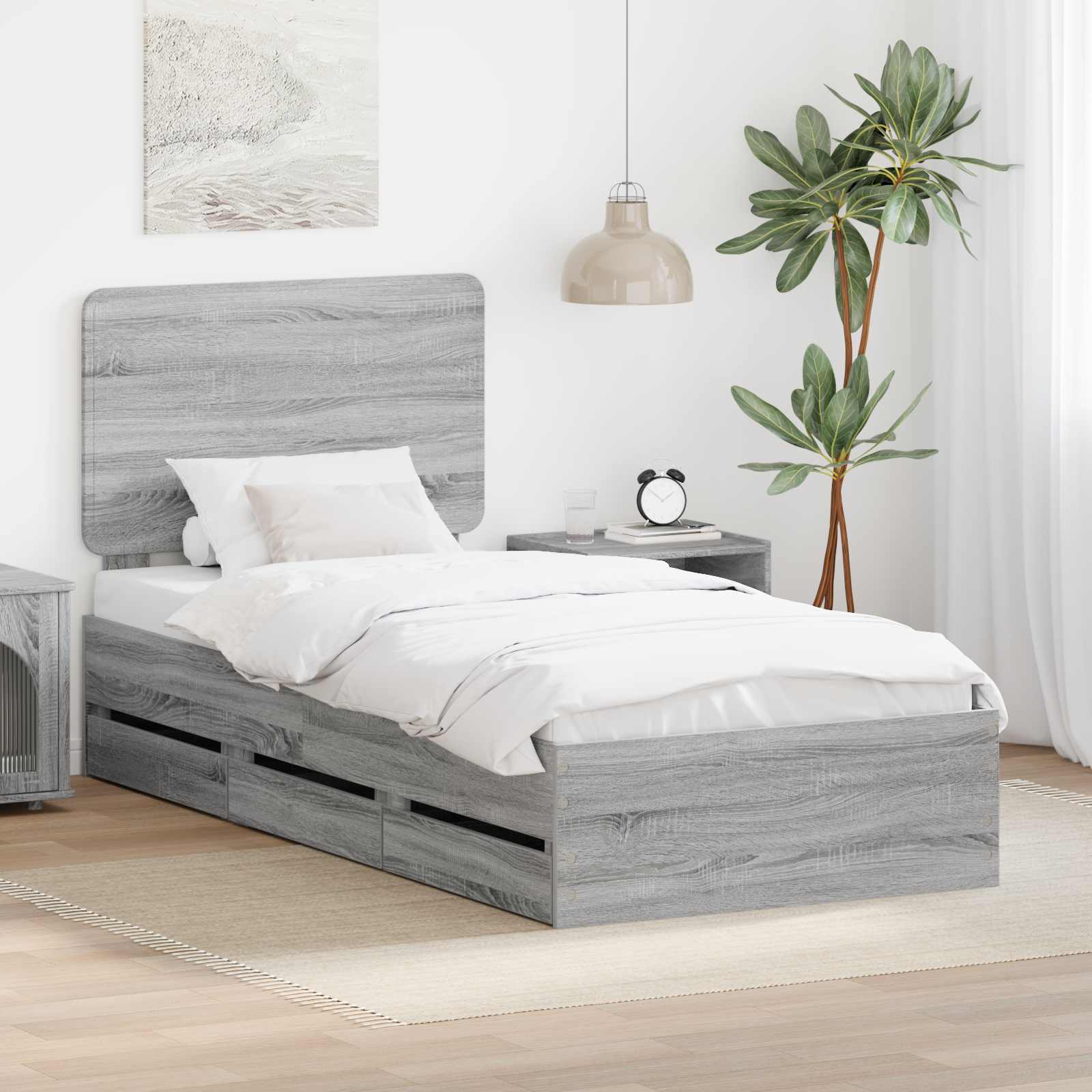 Krevetna konstrukcija Siva Sonoma 75 x 190 cm Inženjersko Drvo