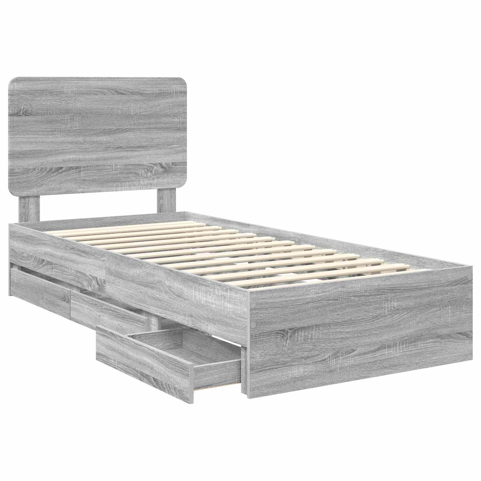 Krevetna konstrukcija Siva Sonoma 75 x 190 cm Inženjersko Drvo