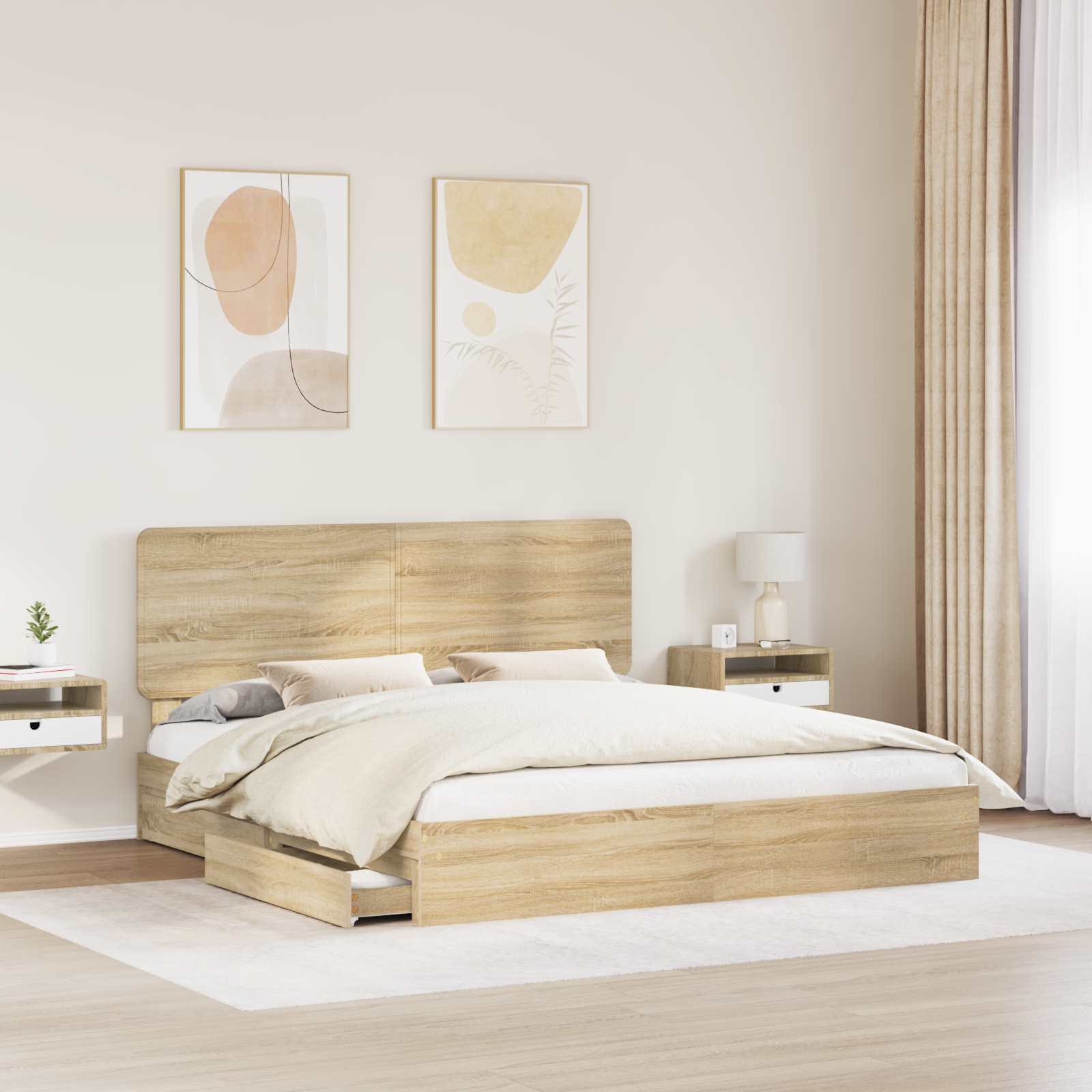 Krevet s od storage Sonoma hrast 180 x 200 cm Konstruirano drvo