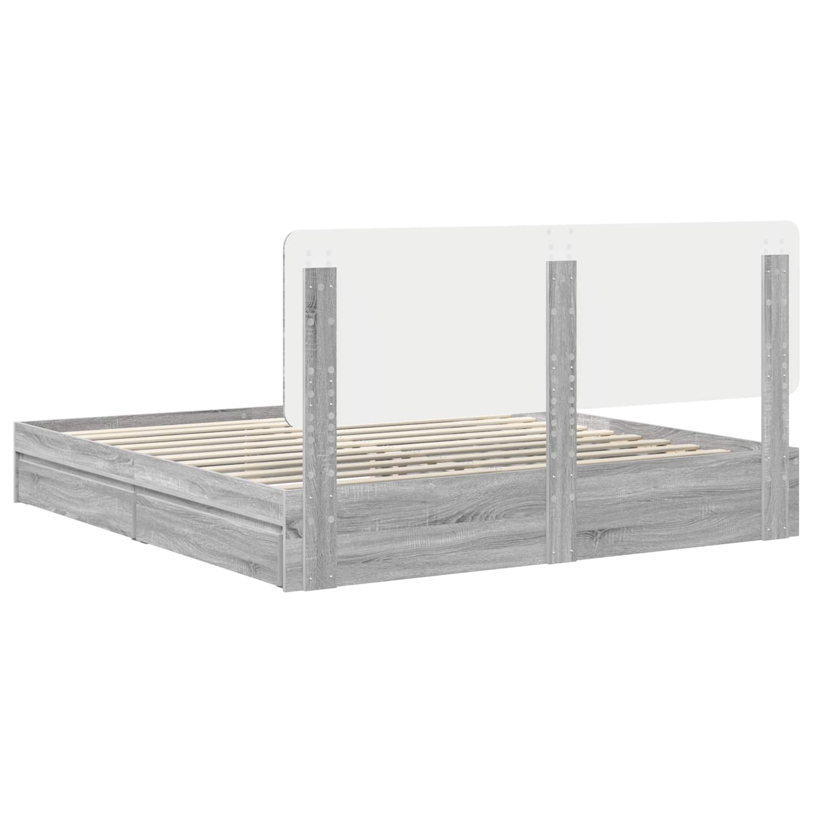 Krevet s od storage Siva Sonoma 180 x 200 cm Konstruirano drvo