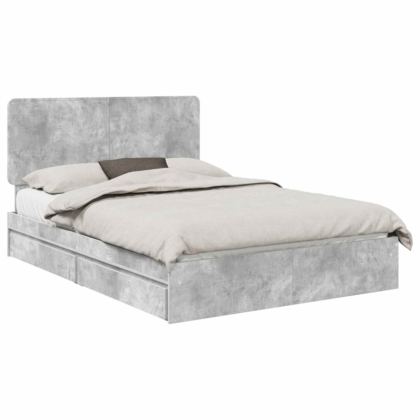 Krevet s od storage s uzglavljem Betonski sivi 150 x 200 cm