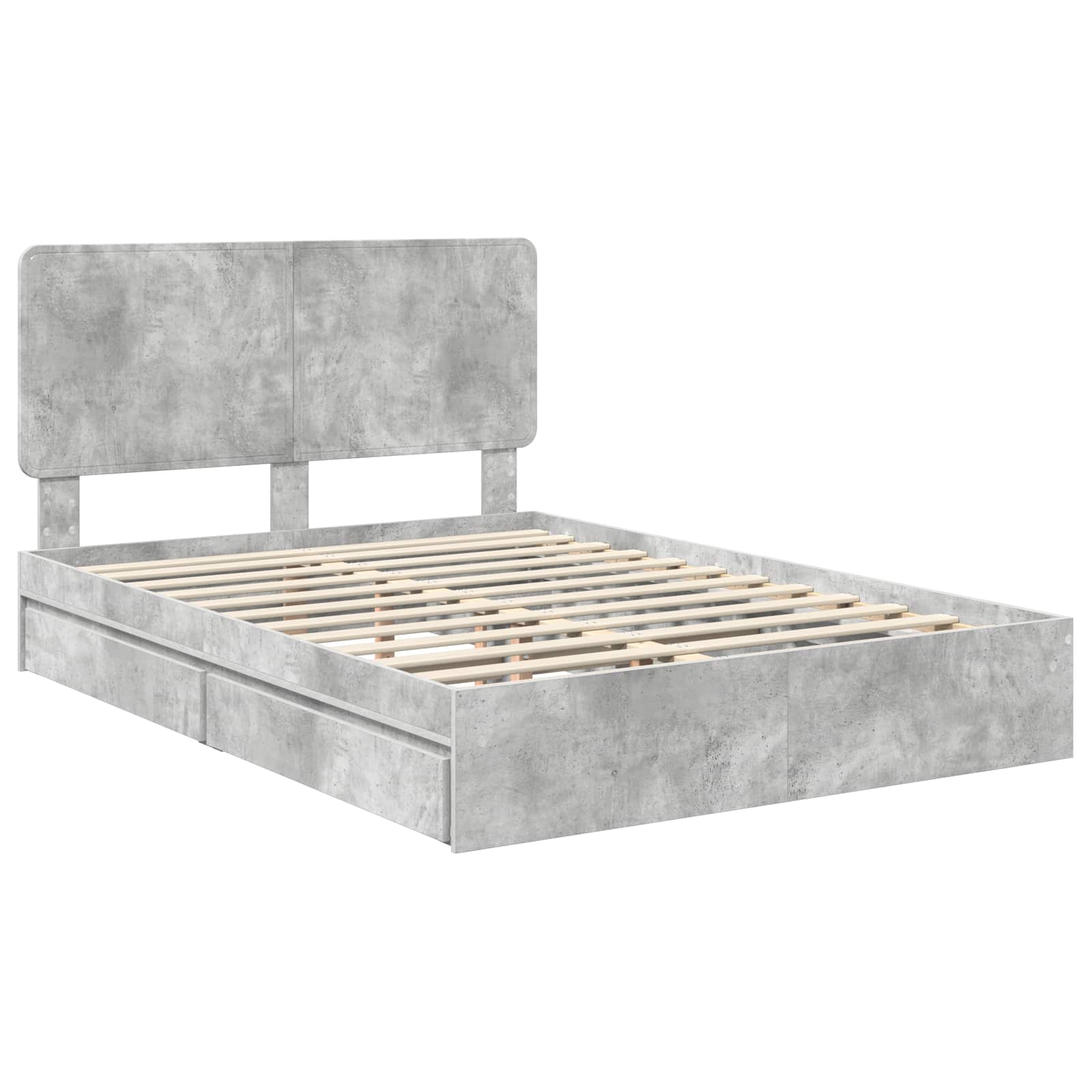 Krevet s od storage s uzglavljem Betonski sivi 150 x 200 cm