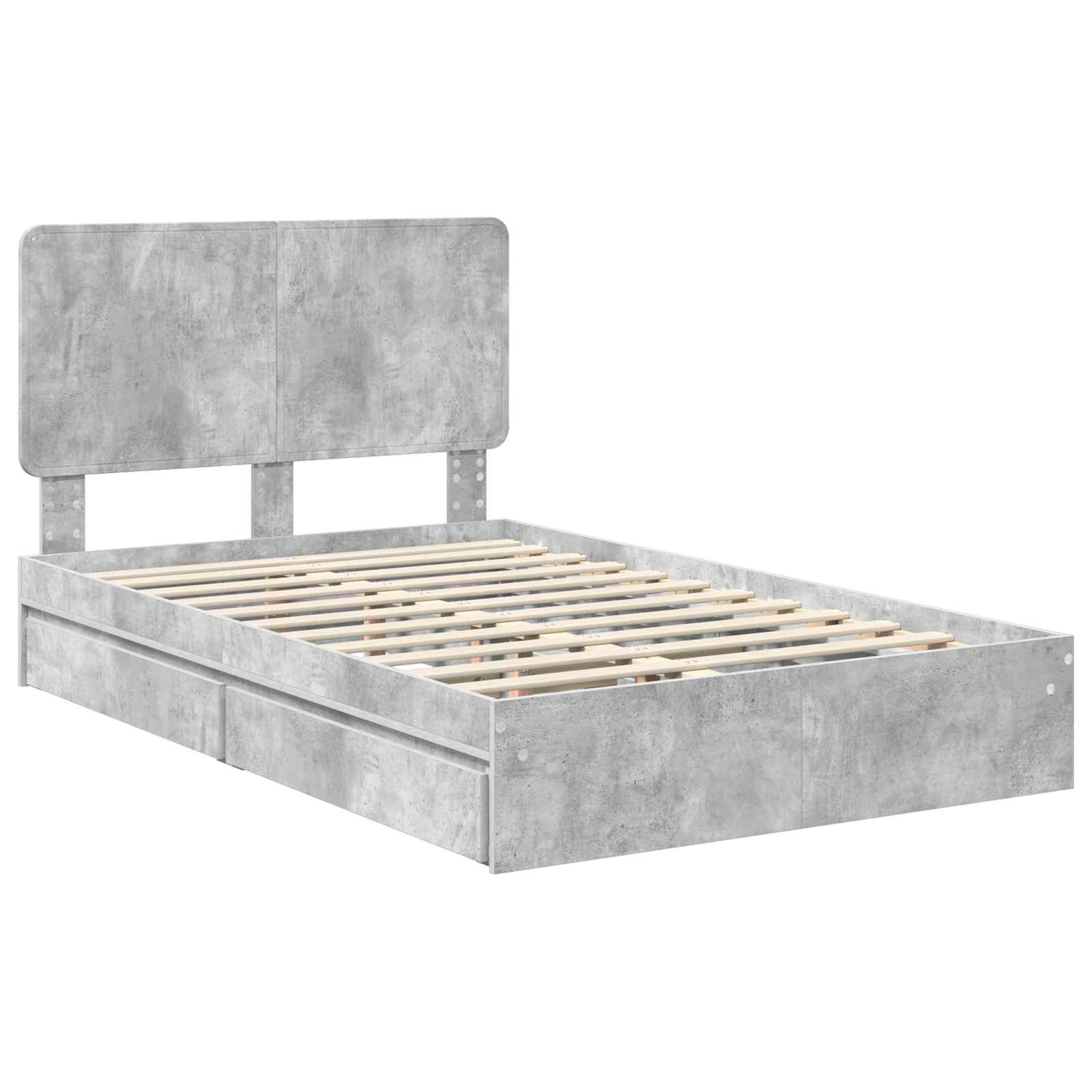 Krevet s od storage s uzglavljem Betonski sivi 135 x 190 cm