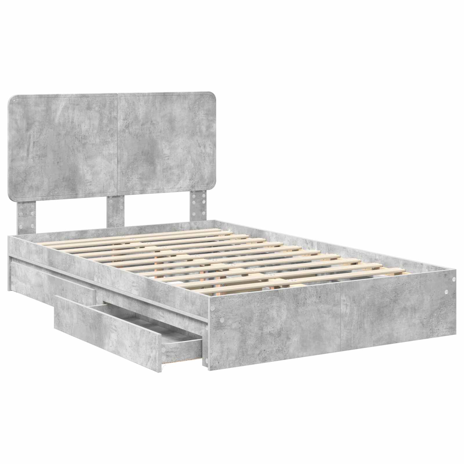 Krevet s od storage s uzglavljem Betonski sivi 135 x 190 cm