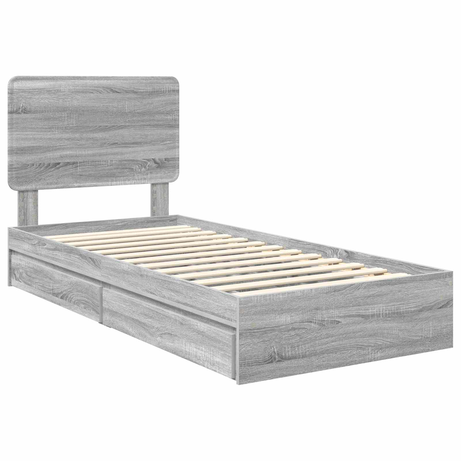 Krevet s od storage Siva Sonoma 100 x 200 cm Konstruirano drvo