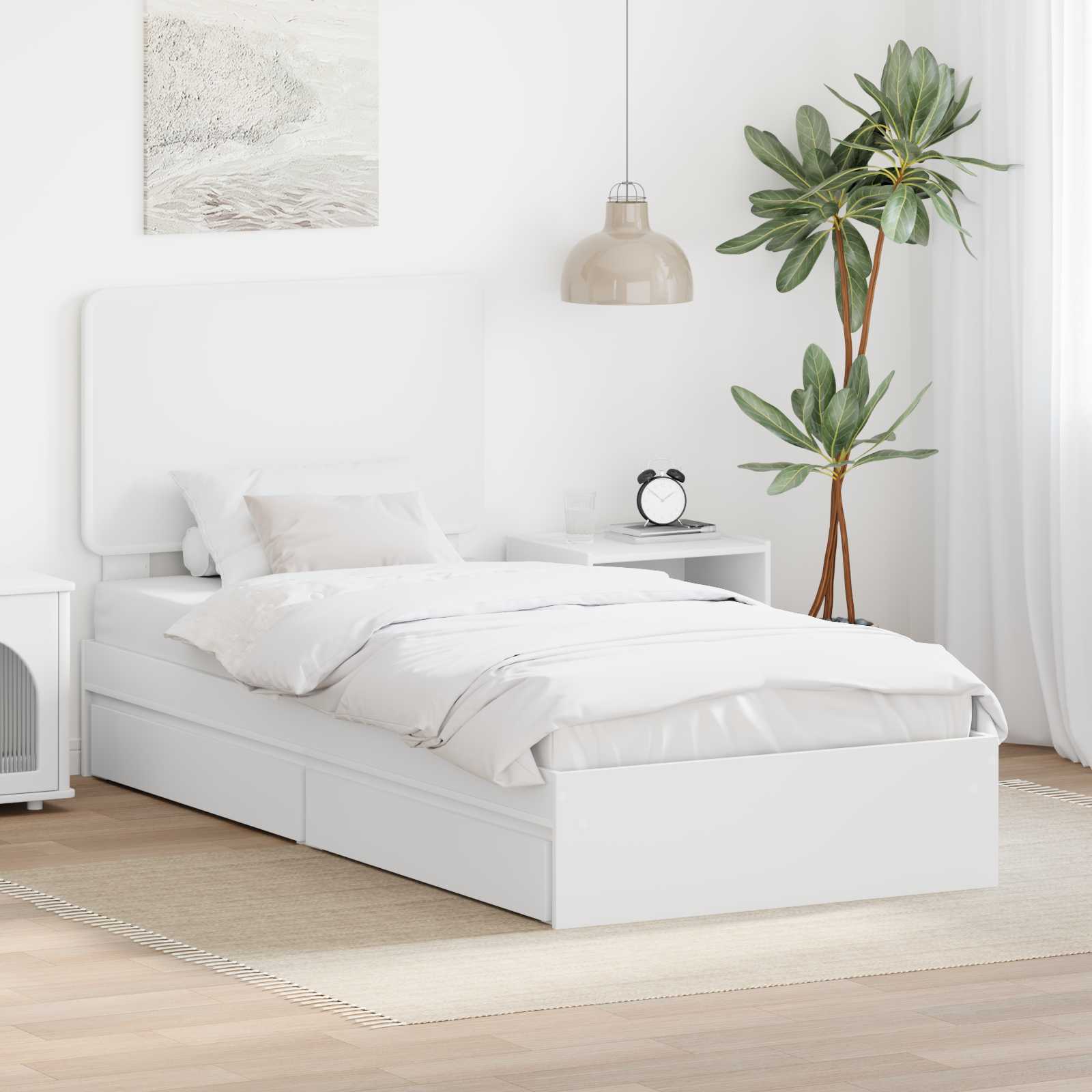 Krevet s od storage Bijelo 90 x 200 cm Konstruirano drvo