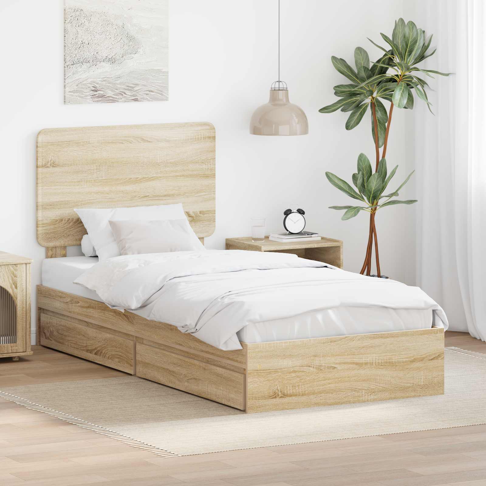 Krevet s od storage Sonoma hrast 90 x 200 cm Konstruirano drvo