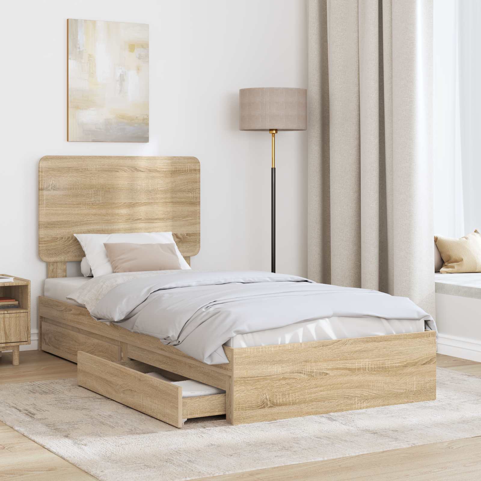 Krevet s od storage Sonoma hrast 90 x 200 cm Konstruirano drvo