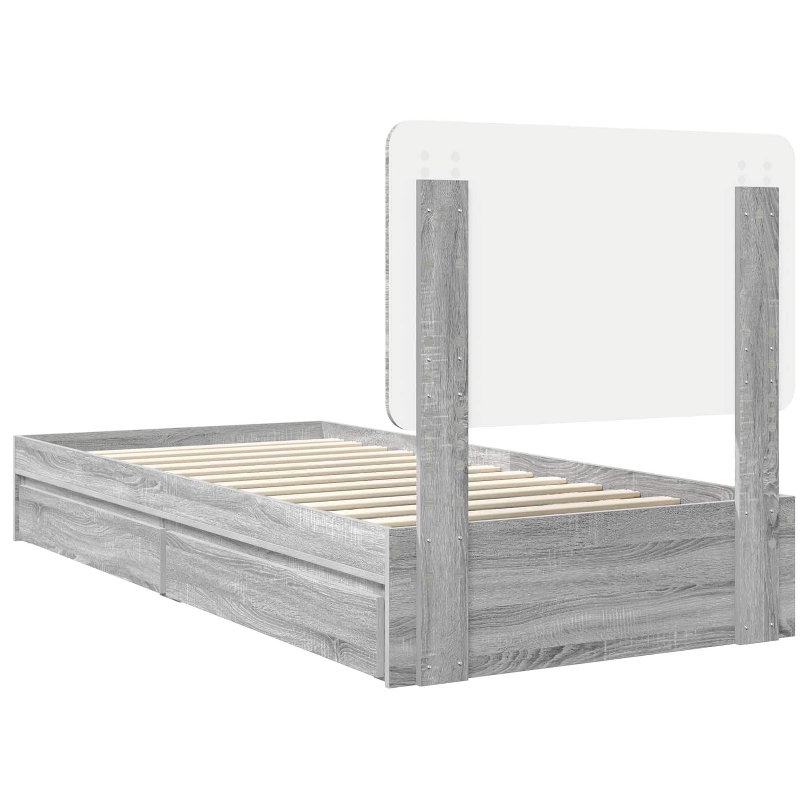 Krevet s od storage Siva Sonoma 90 x 190 cm Konstruirano drvo