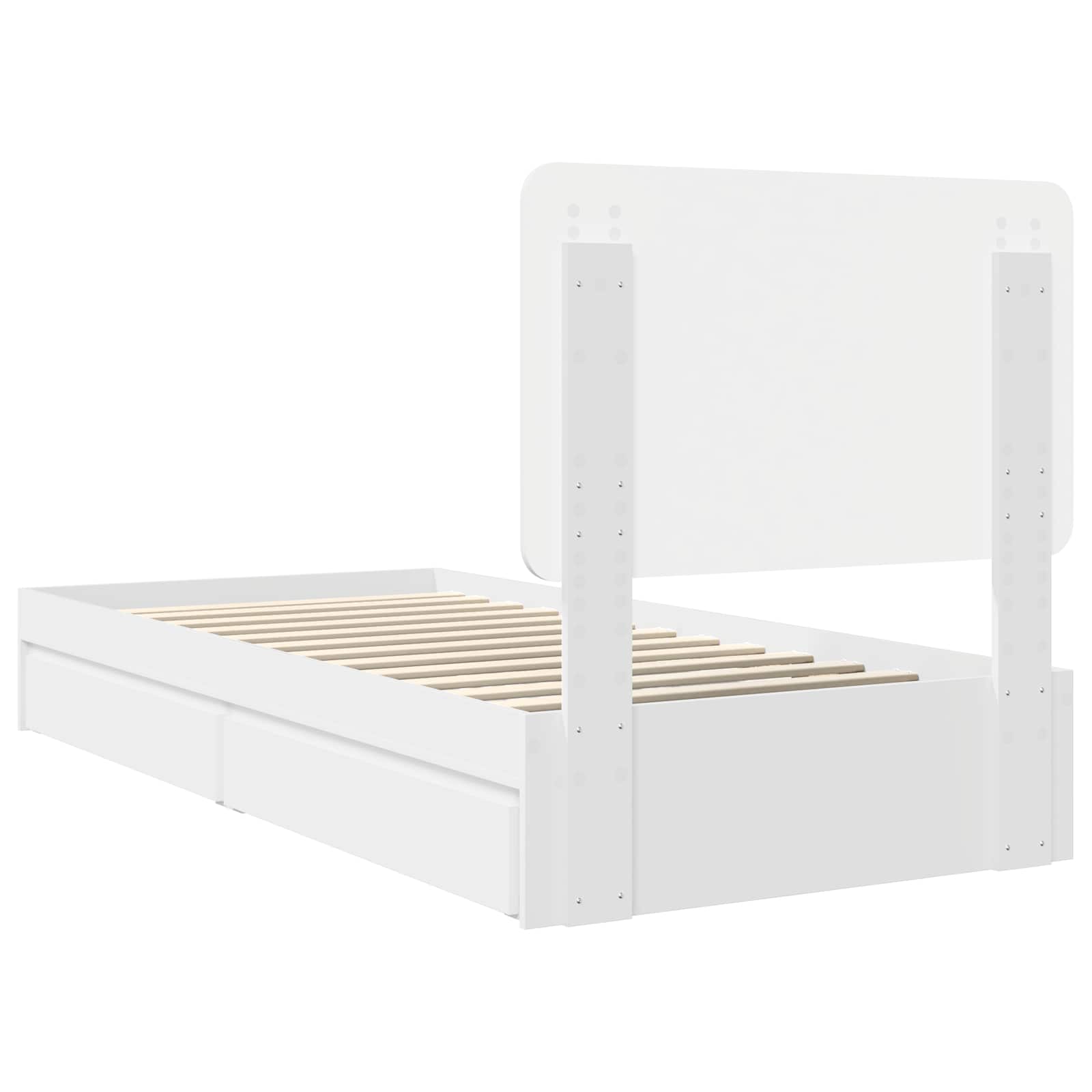 Krevet s od storage Bijelo 75 x 190 cm Konstruirano drvo