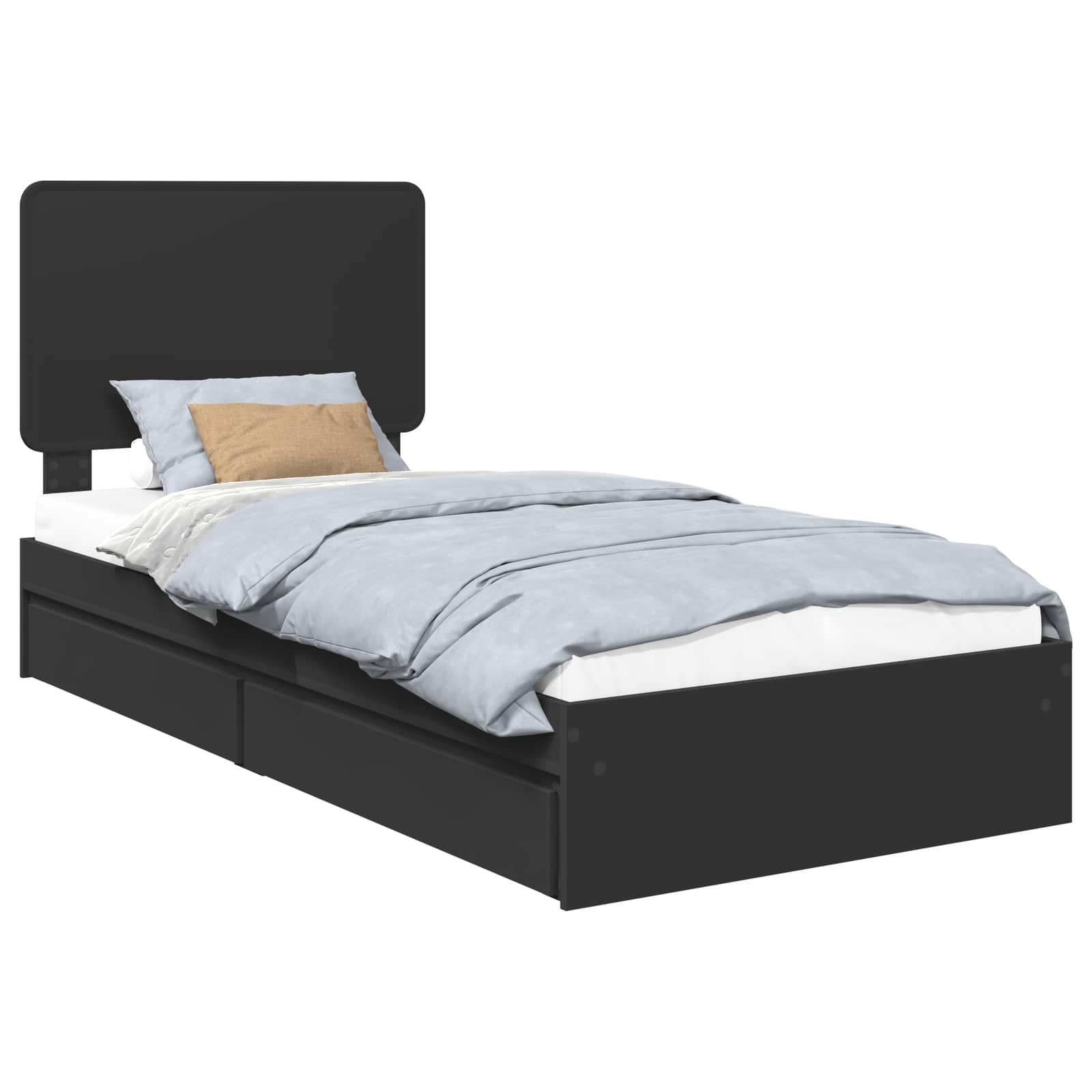 Krevet s od storage Crna 75 x 190 cm Konstruirano drvo