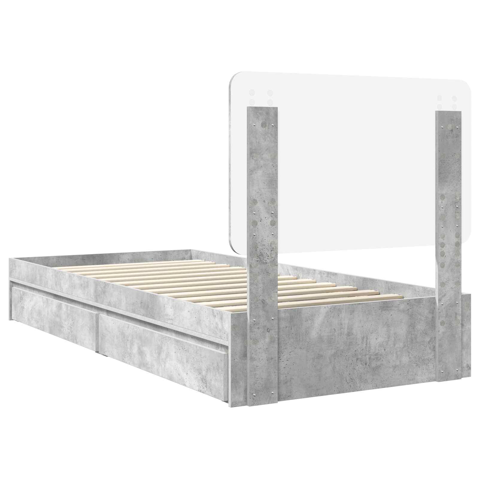 Krevet s od storage Betonski sivi 75 x 190 cm Konstruirano drvo