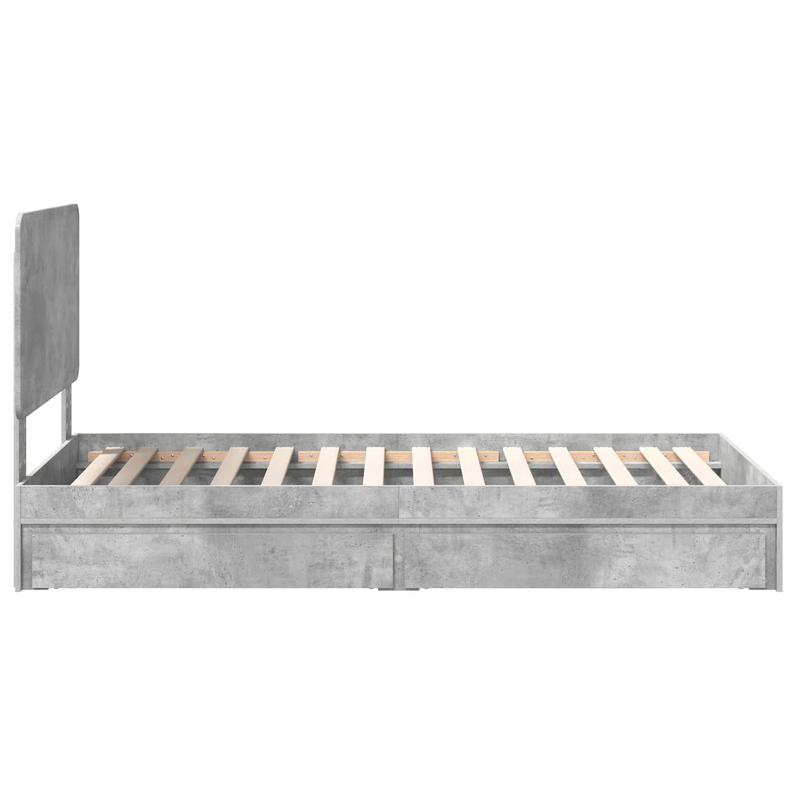 Krevet s od storage Betonski sivi 75 x 190 cm Konstruirano drvo