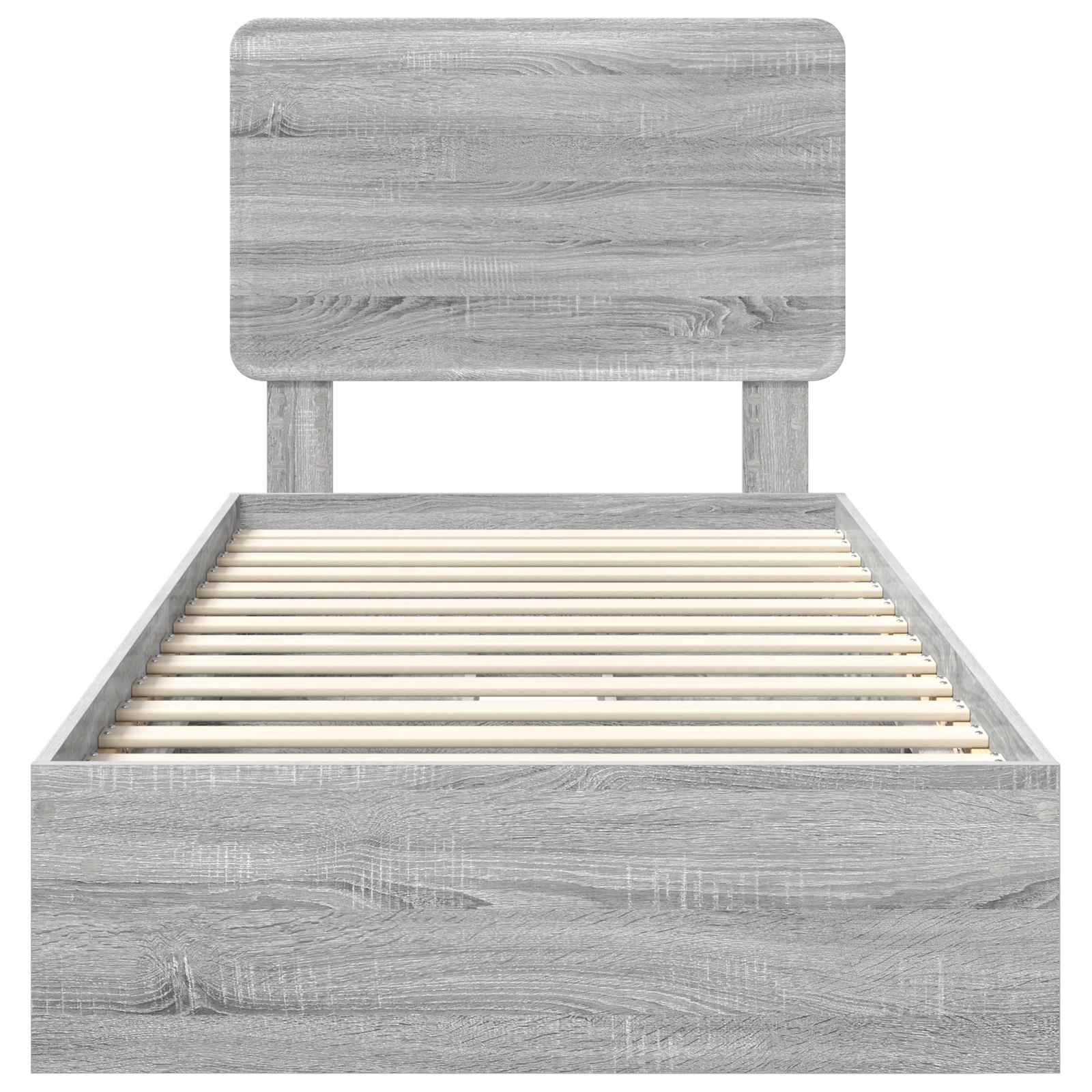 Krevet s od storage Siva Sonoma 75 x 190 cm Konstruirano drvo
