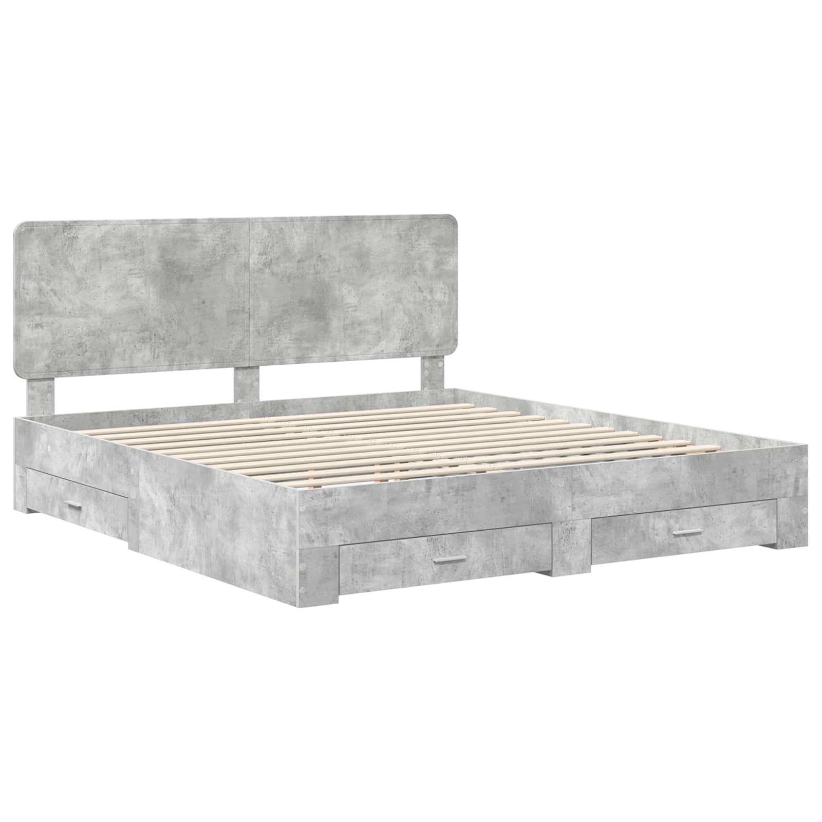 Krevetna konstrukcija s uzglavljem Betonski sivi 200 x 200 cm