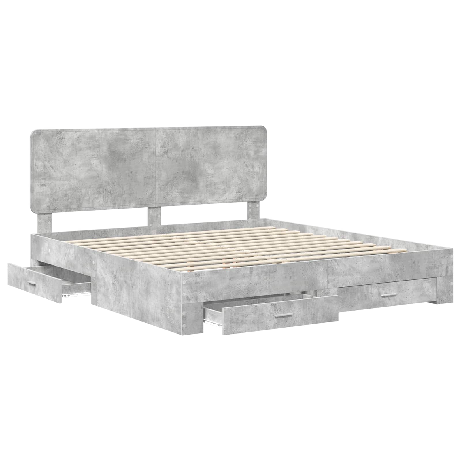 Krevetna konstrukcija s uzglavljem Betonski sivi 200 x 200 cm