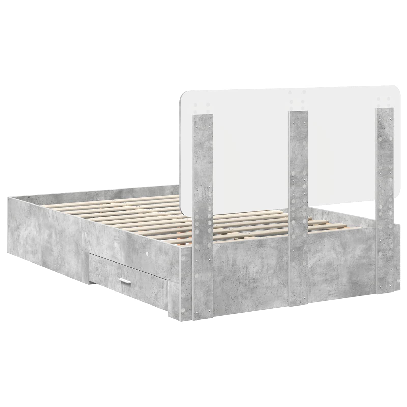 Krevetna konstrukcija s uzglavljem Betonski sivi 135 x 190 cm