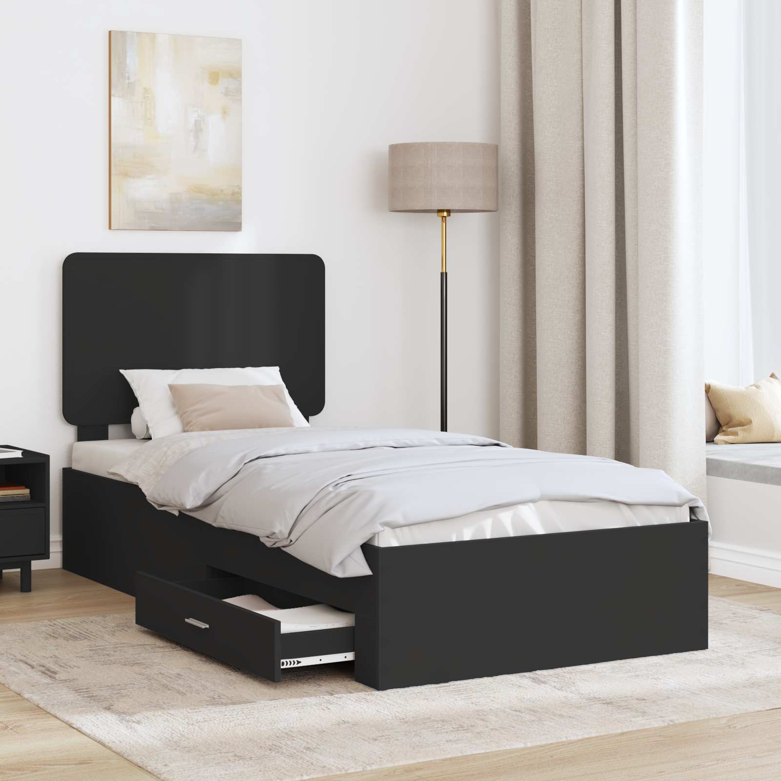 Krevetna konstrukcija Crna 100 x 200 cm Konstruirano drvo