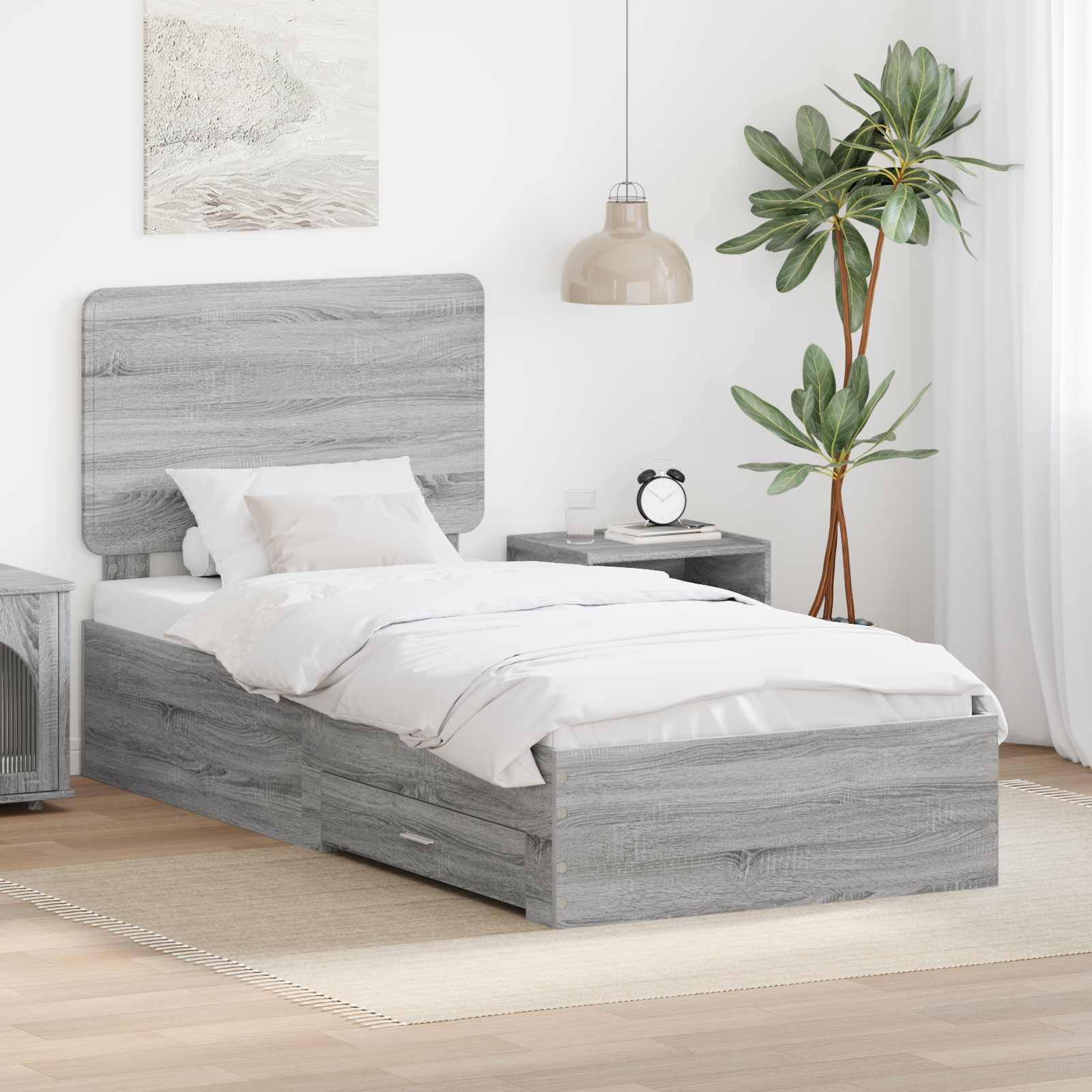 Krevetna konstrukcija Siva Sonoma 90 x 190 cm Konstruirano drvo