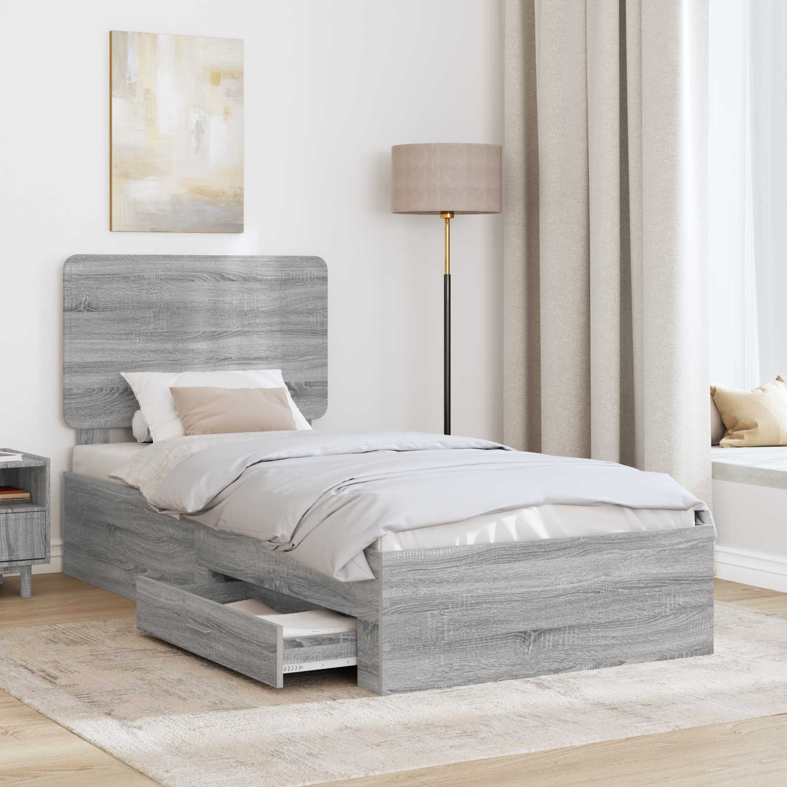 Krevetna konstrukcija Siva Sonoma 75 x 190 cm Konstruirano drvo