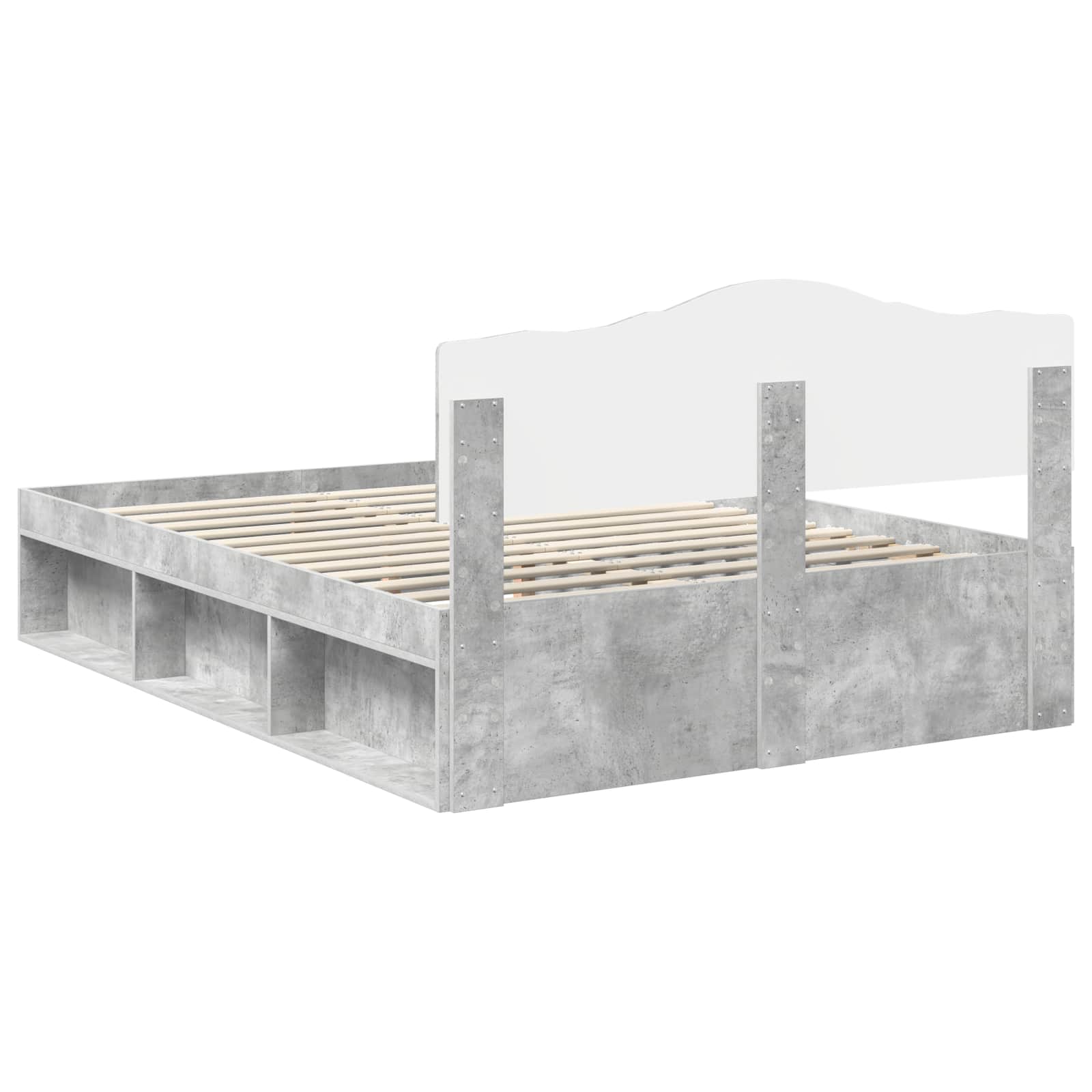 Krevetna konstrukcija Beton 140 x 190 cm Čvrsto borovo drvo