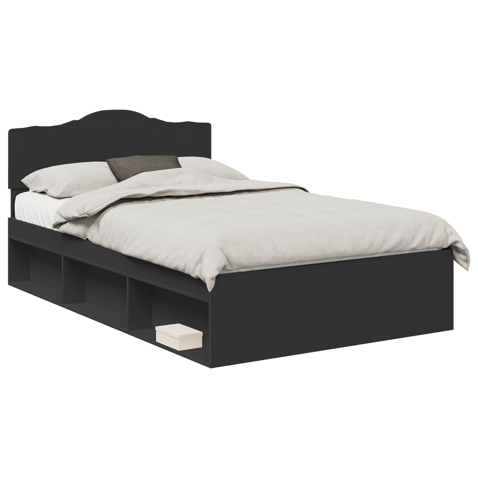 Krevetna konstrukcija Crna 135 x 190 cm Čvrsto borovo drvo