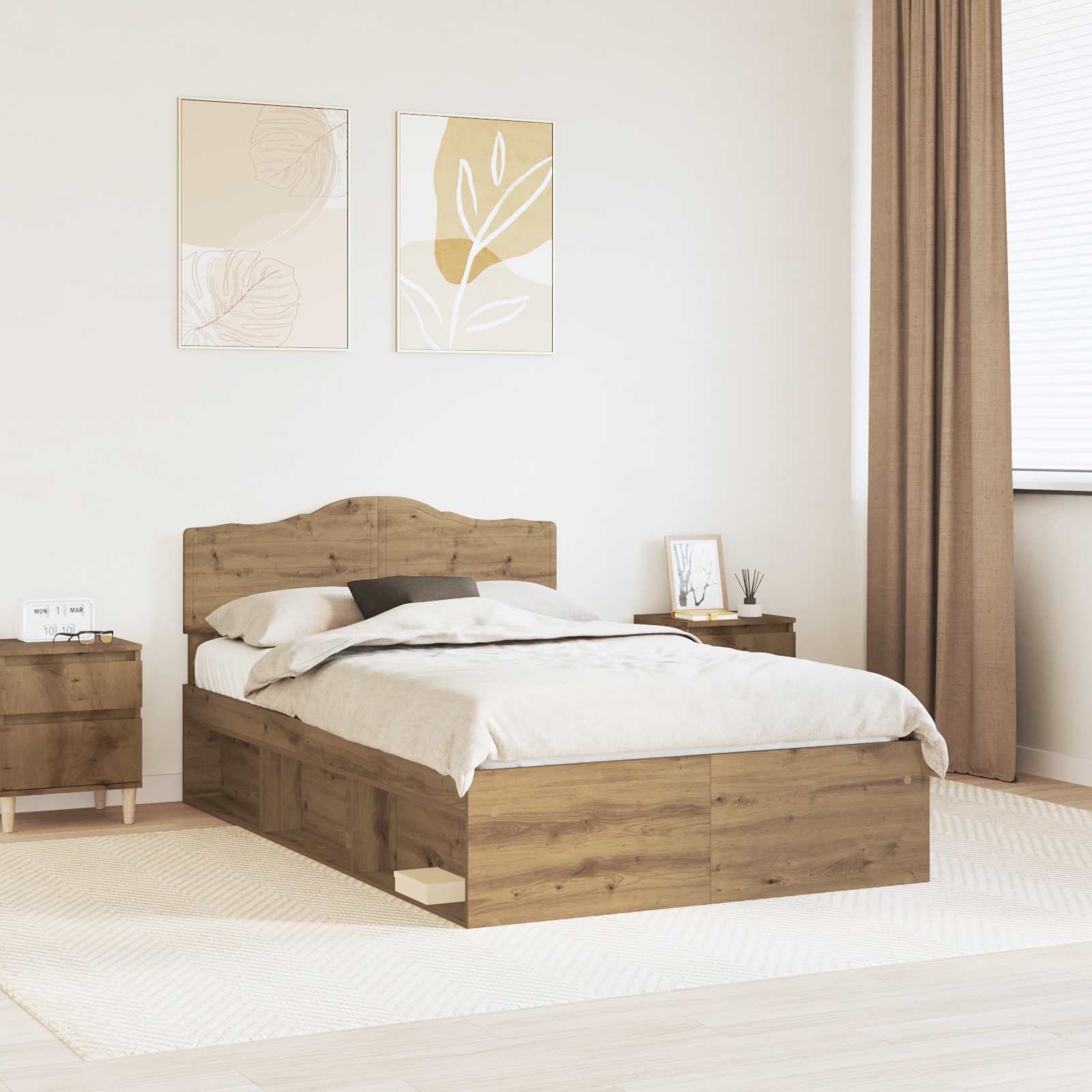 Krevetna konstrukcija Umjetnička hrastovina 120 x 200 cm