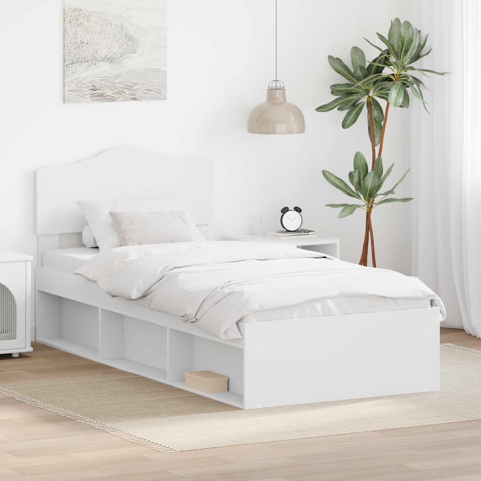 Krevetna konstrukcija Bijelo 100 x 200 cm Čvrsto borovo drvo