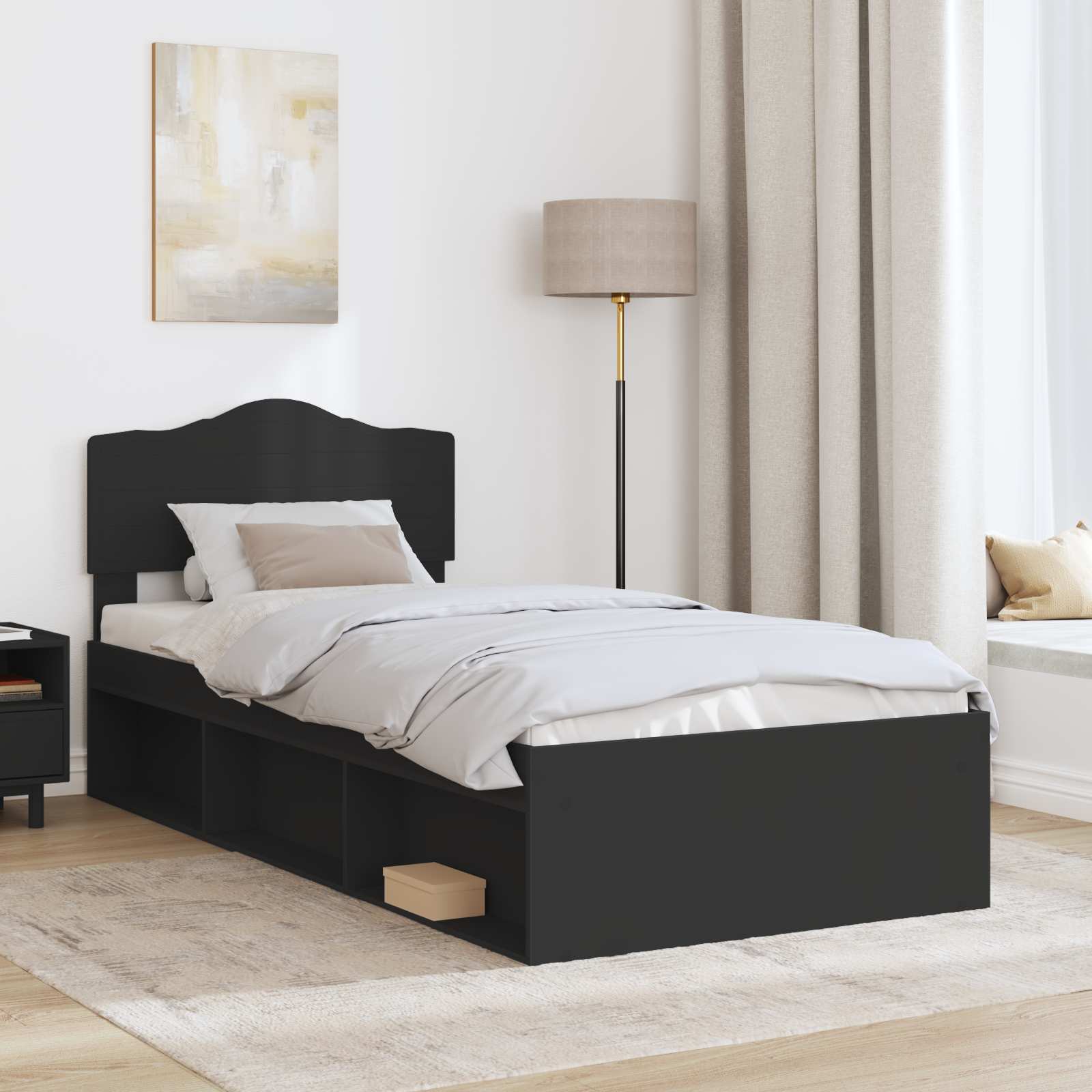 Krevetna konstrukcija Crna 100 x 200 cm Čvrsto borovo drvo