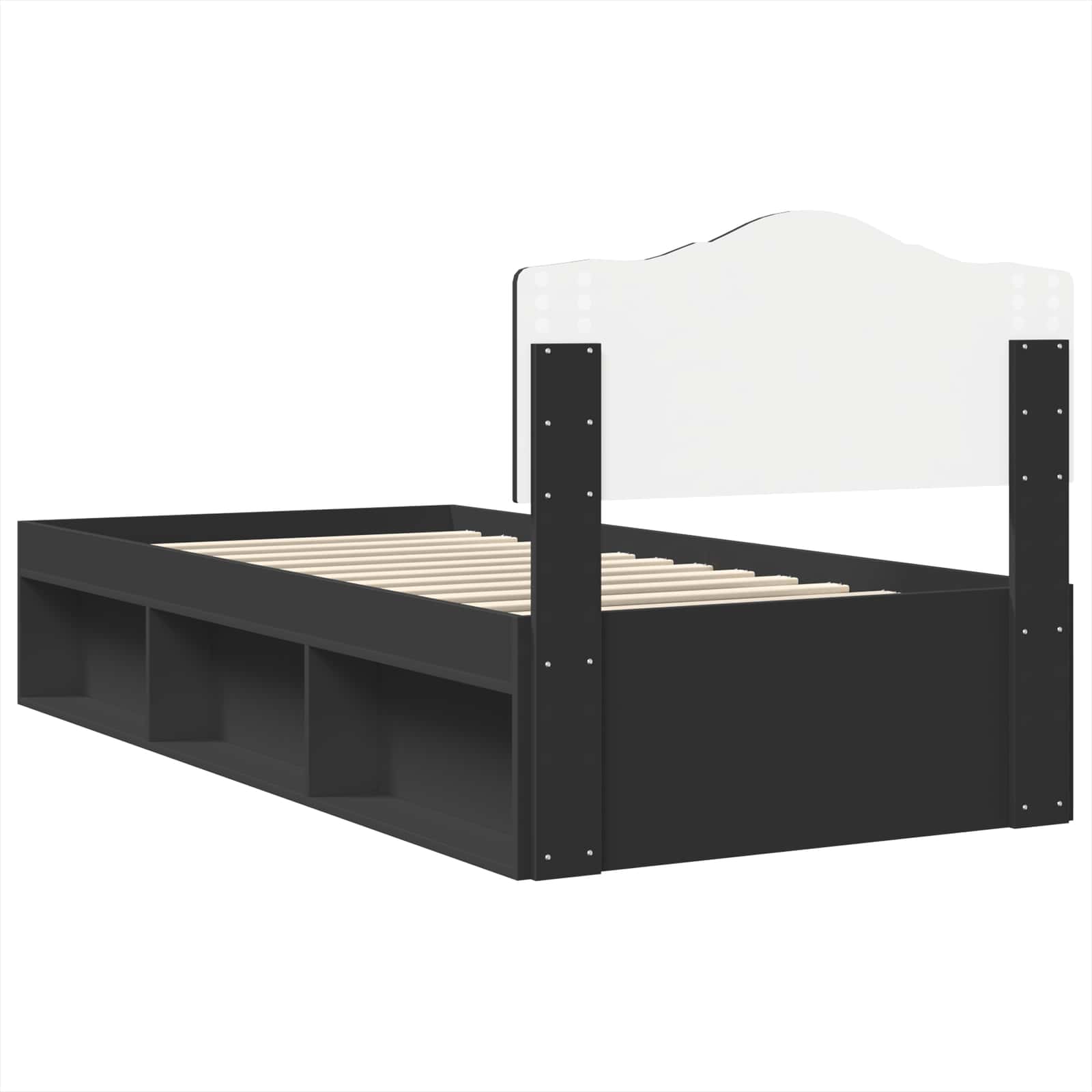 Krevetna konstrukcija Crna 100 x 200 cm Čvrsto borovo drvo