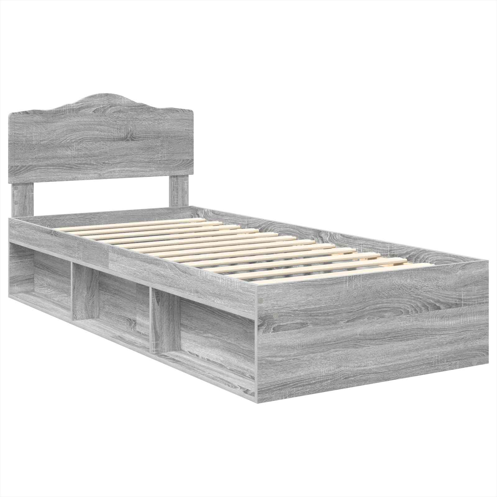 Krevetna konstrukcija s uzglavljem Siva Sonoma 90 x 200 cm