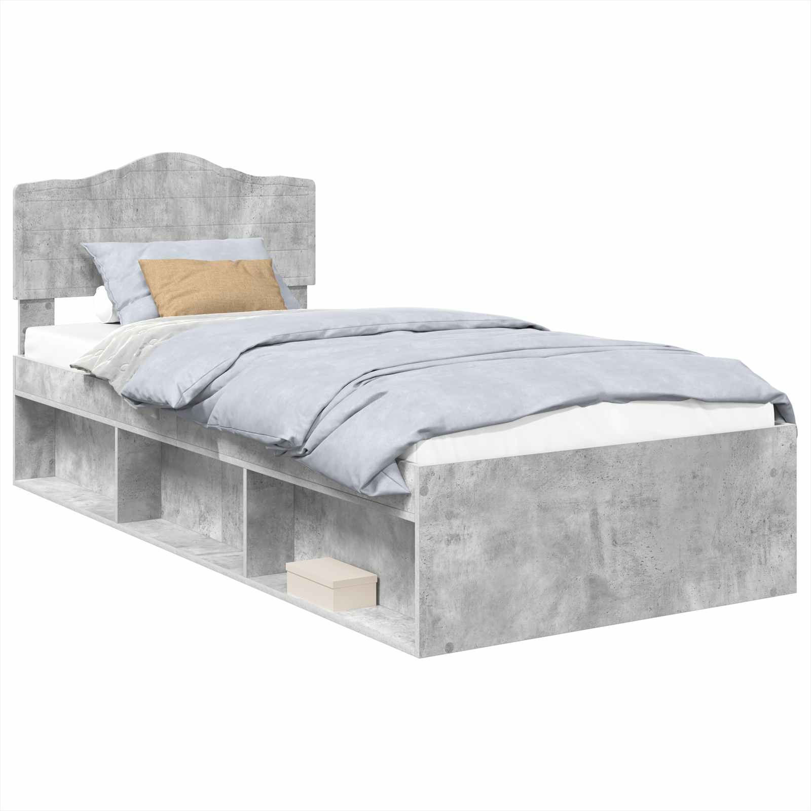 Krevetna konstrukcija s uzglavljem Betonska siva 90 x 190 cm