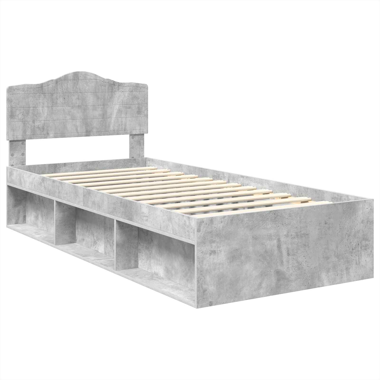 Krevetna konstrukcija s uzglavljem Betonska siva 90 x 190 cm