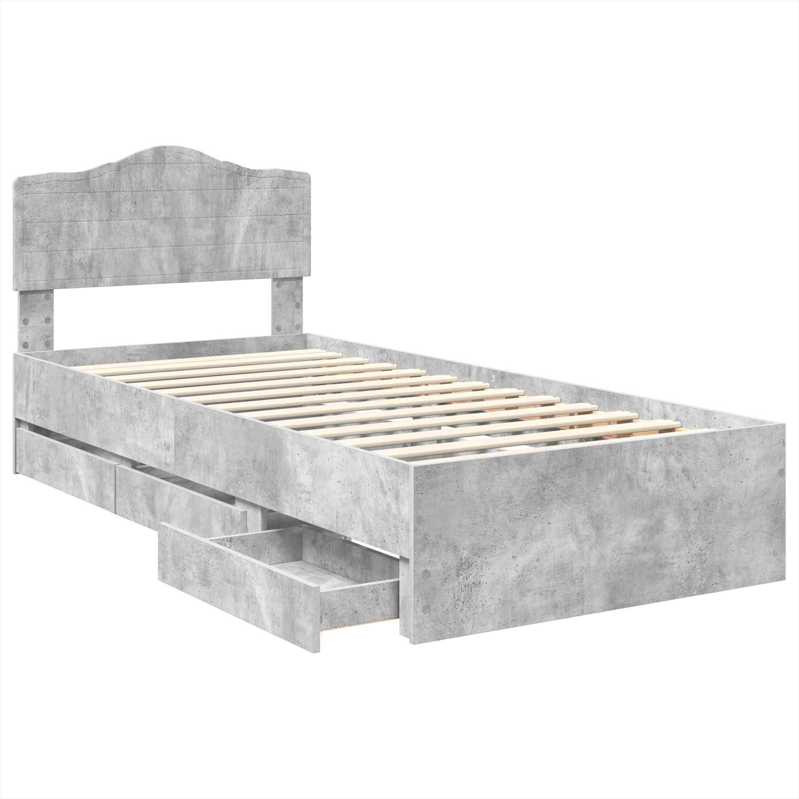 Krevetna konstrukcija s ladicama Betonski sivi 90 x 200 cm