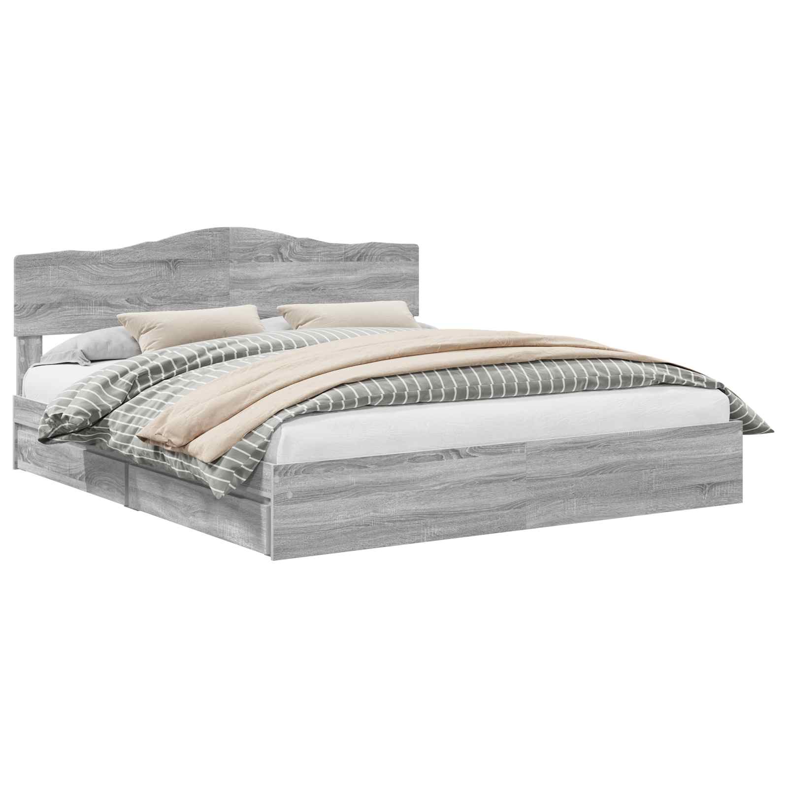 Krevet s od storage Siva Sonoma 200 x 200 cm Konstruirano drvo