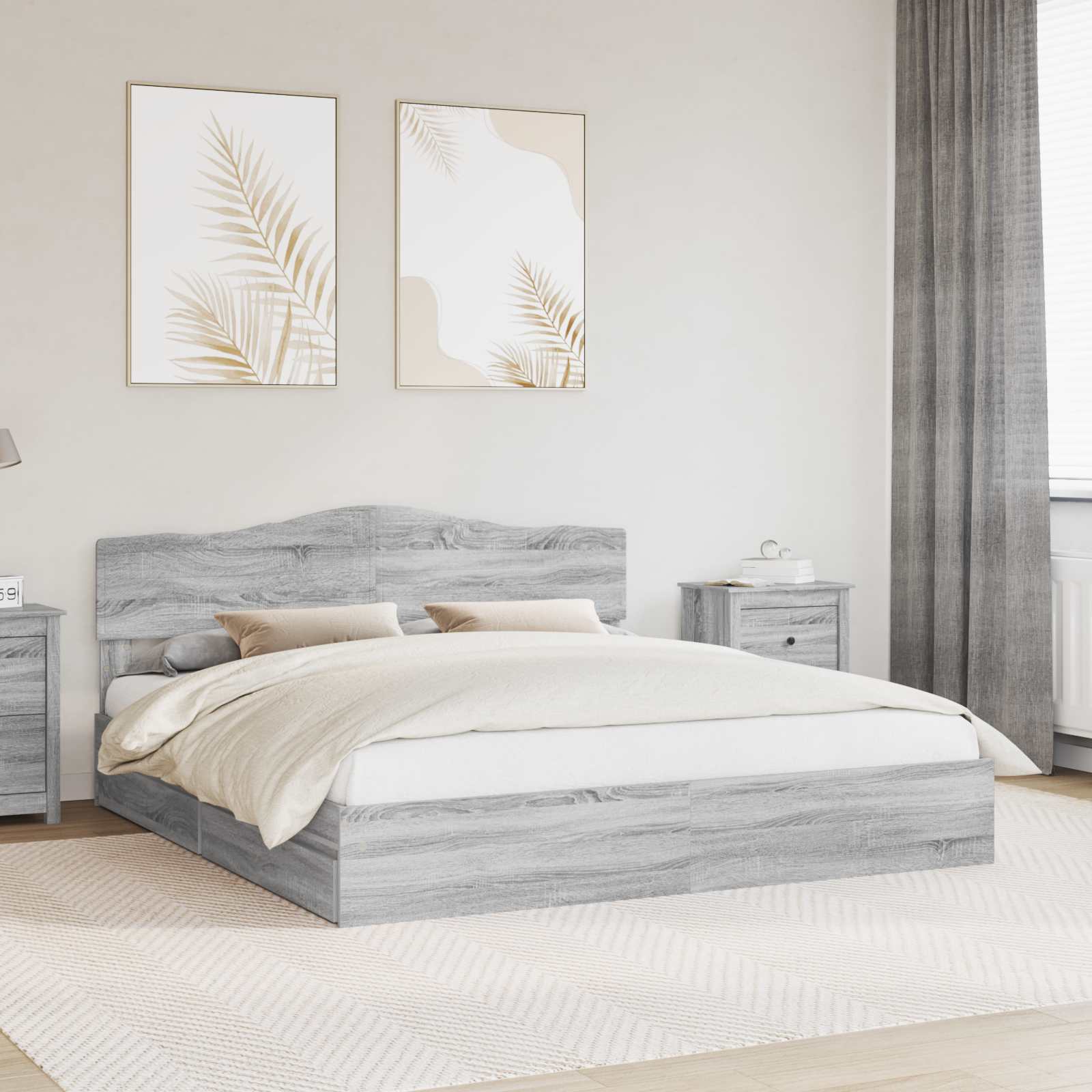 Krevet s od storage Siva Sonoma 180 x 200 cm Konstruirano drvo