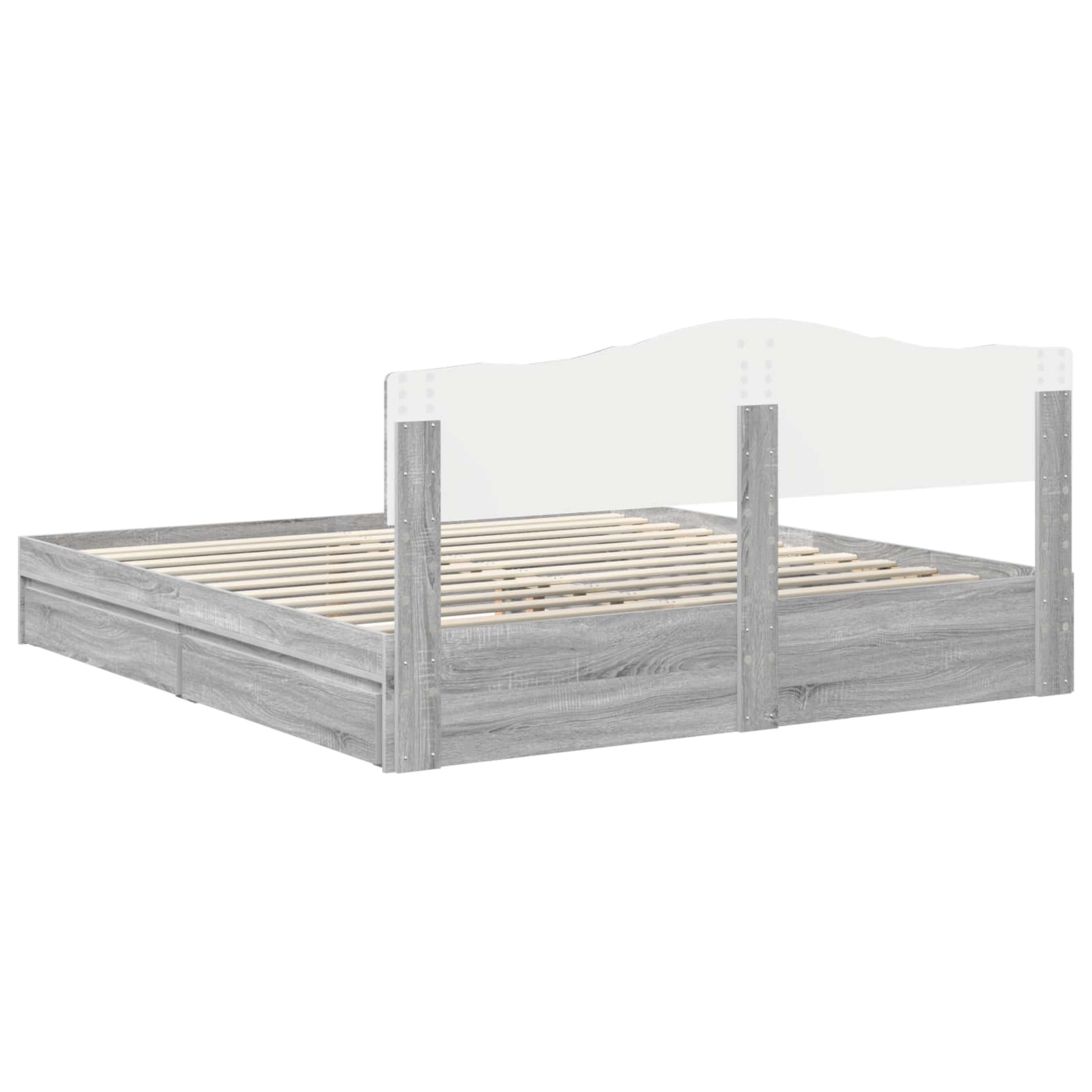 Krevet s od storage Siva Sonoma 180 x 200 cm Konstruirano drvo