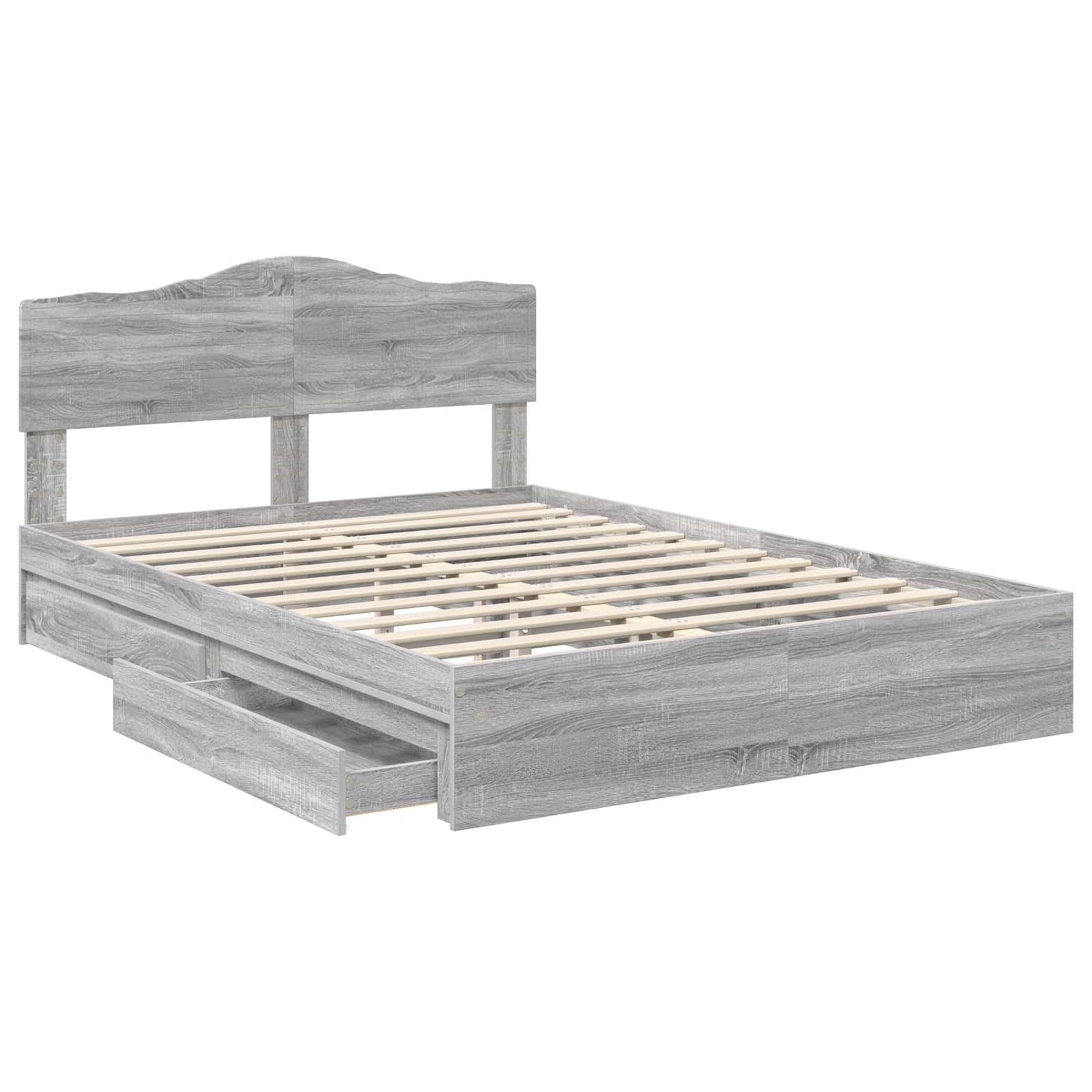 Krevet s od storage Siva Sonoma 160 x 200 cm Konstruirano drvo