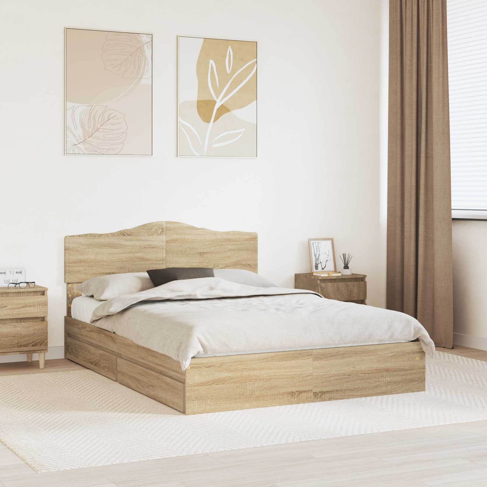 Krevet s od storage Sonoma hrast 140 x 200 cm Konstruirano drvo