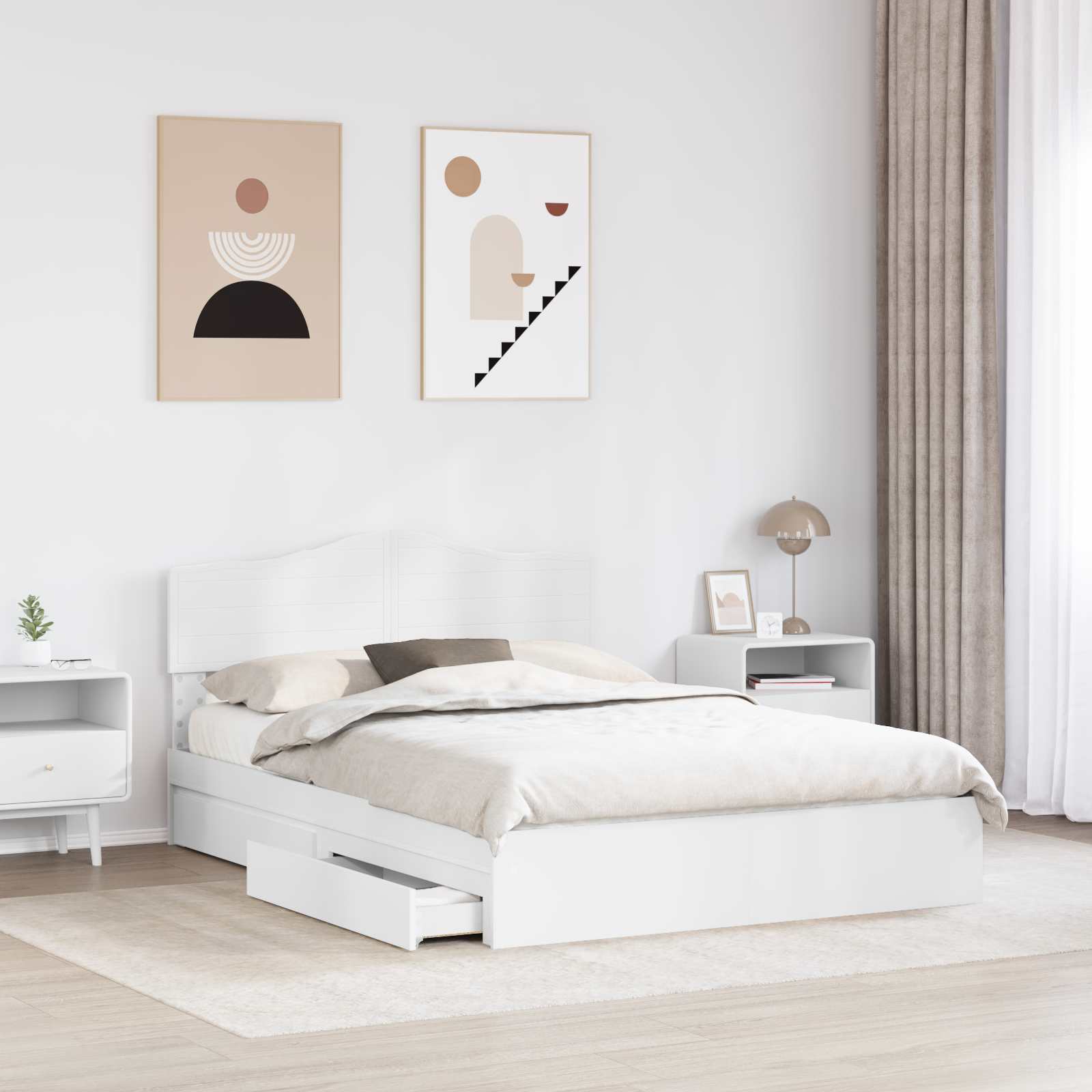 Krevet s od storage Bijelo 140 x 190 cm Konstruirano drvo