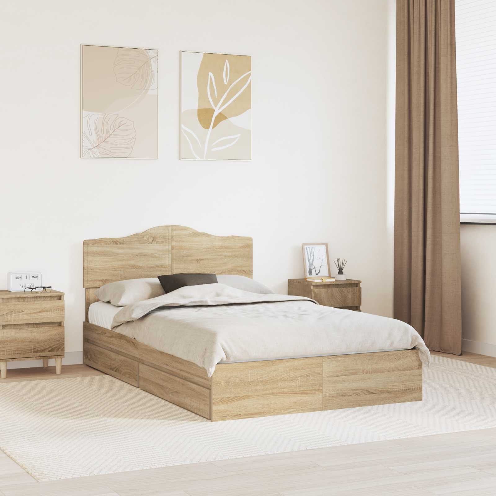 Krevet s od storage Sonoma hrast 135 x 190 cm Konstruirano drvo