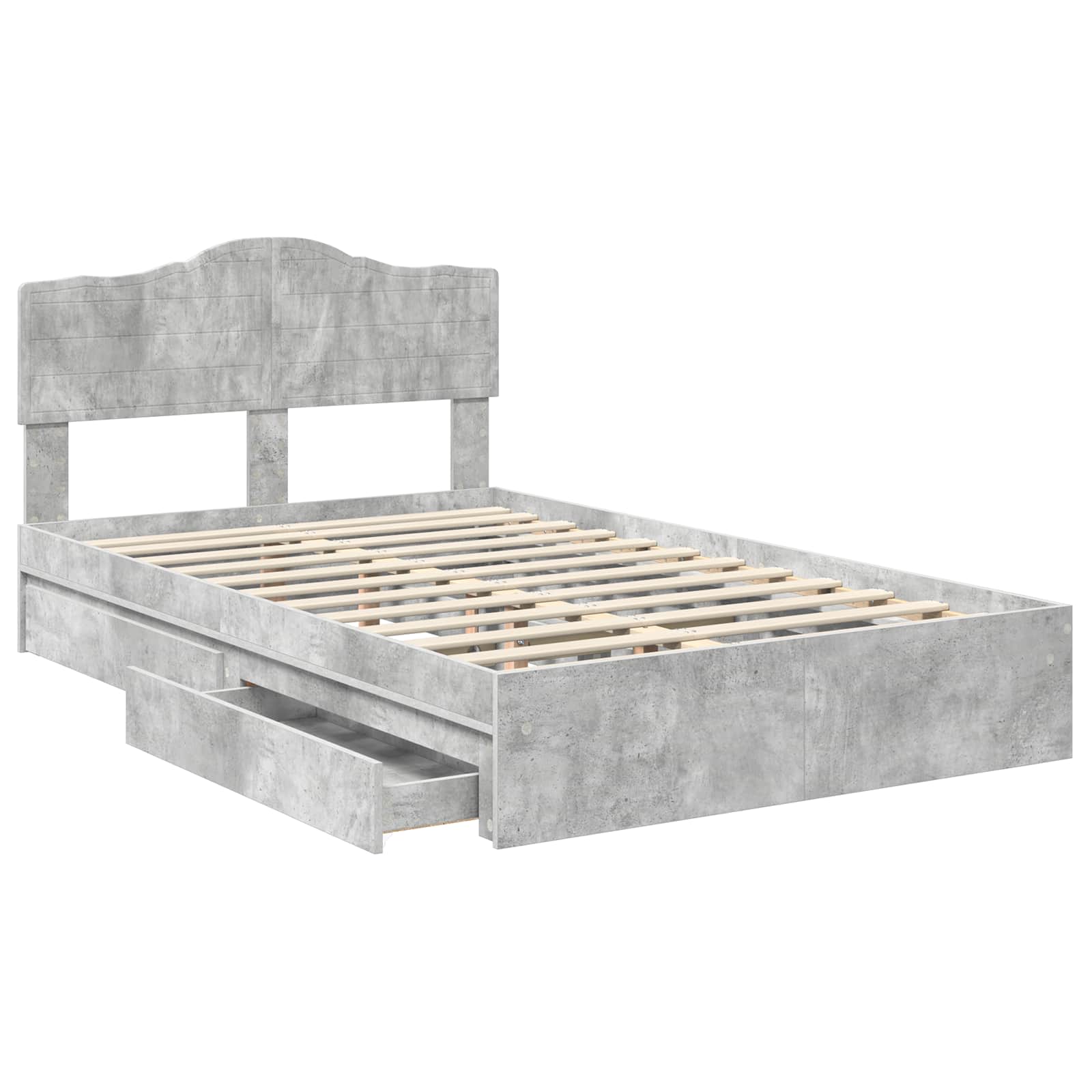 Krevet s od storage s uzglavljem Betonski sivi 135 x 190 cm