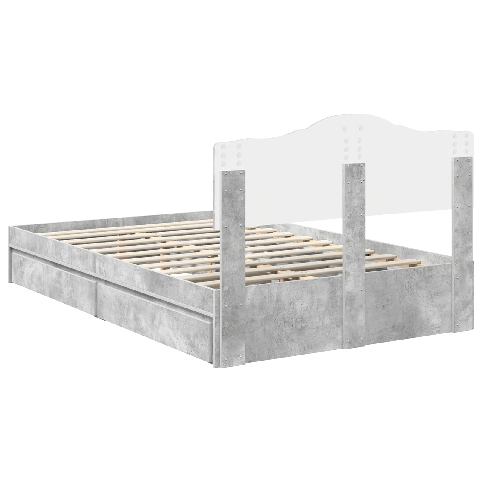 Krevet s od storage s uzglavljem Betonski sivi 135 x 190 cm